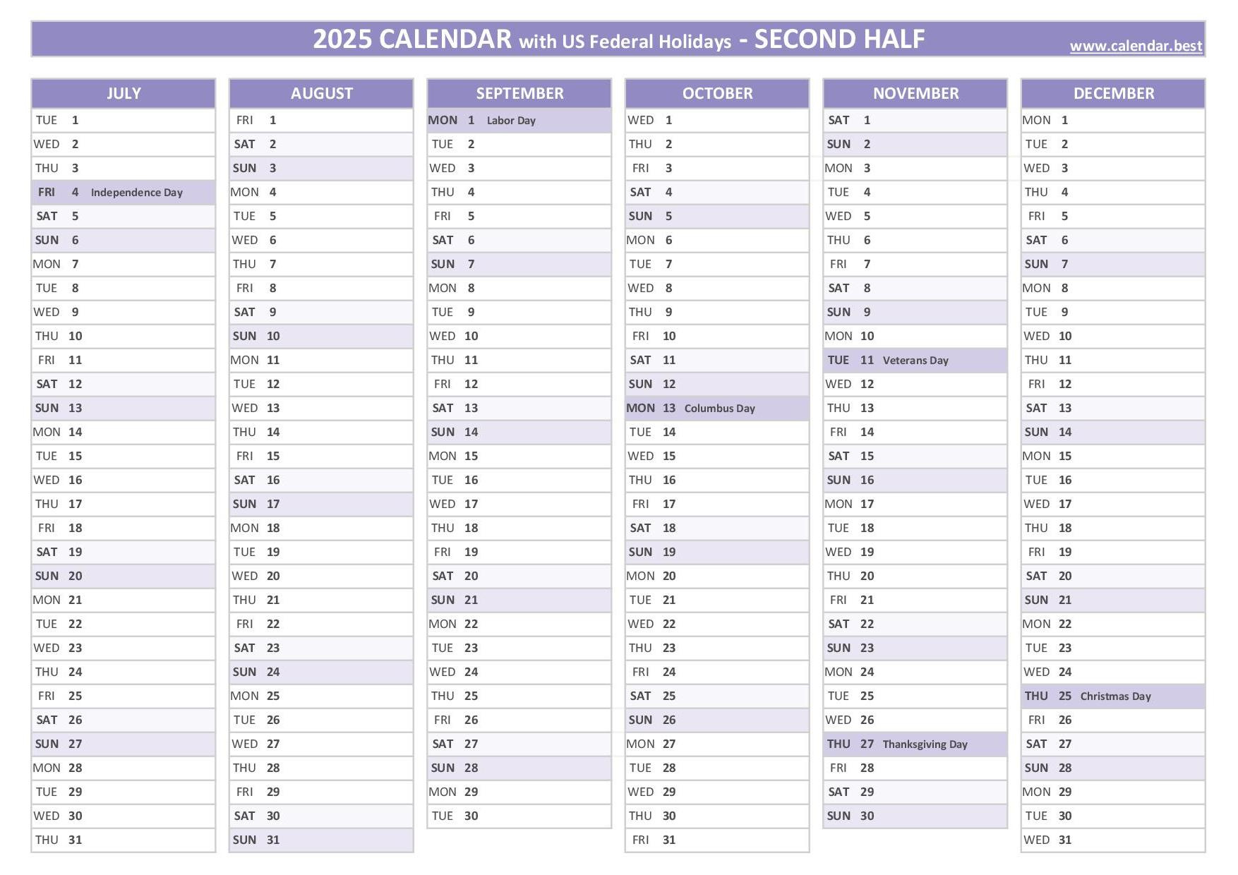 2025 Calendar With Holidays (Us Federal Holidays) in General Blue October 2025 Calendar