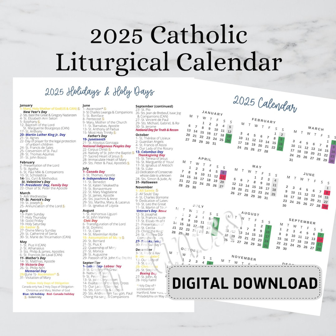 2025 Catholic Calendar- Digital Download - Etsy intended for October Catholic Calendar 2025