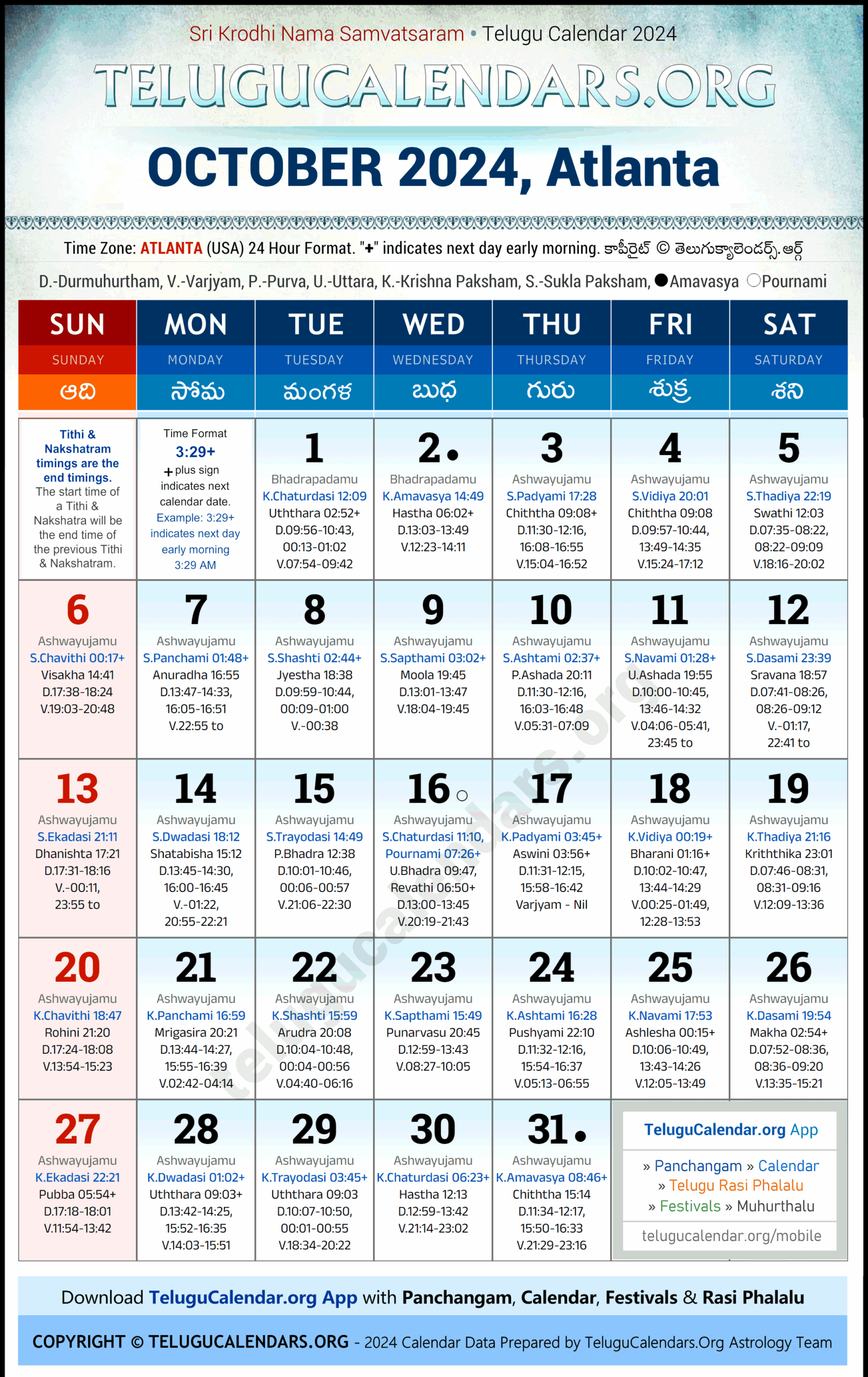 Atlanta 2024 October Telugu Calendar Festivals &amp;amp; Holidays In pertaining to Atlanta Telugu Calendar 2025 October