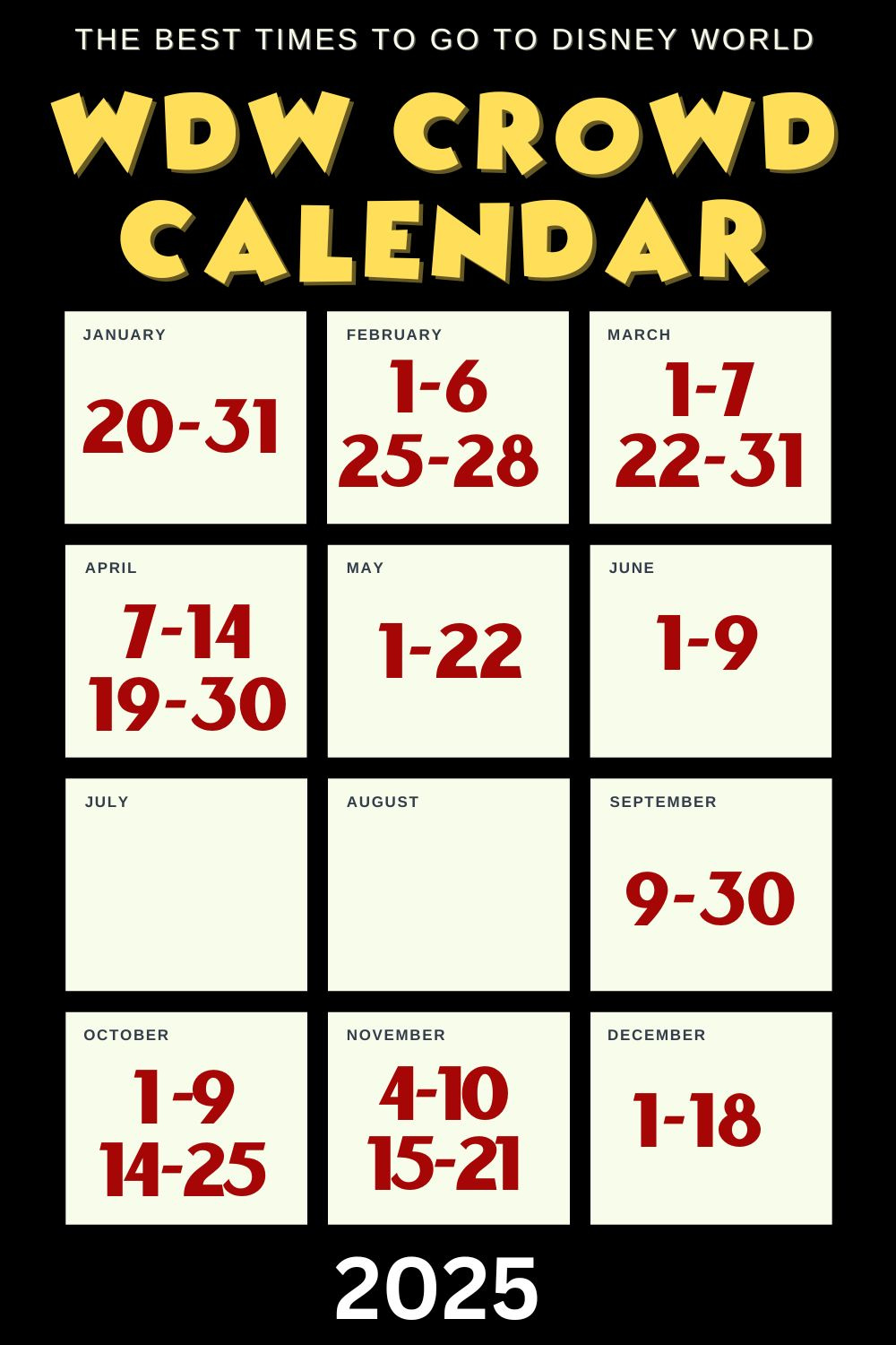 Best Disney World Crowd Calendar 2025 within Disney World Crowd Calendar October 2025