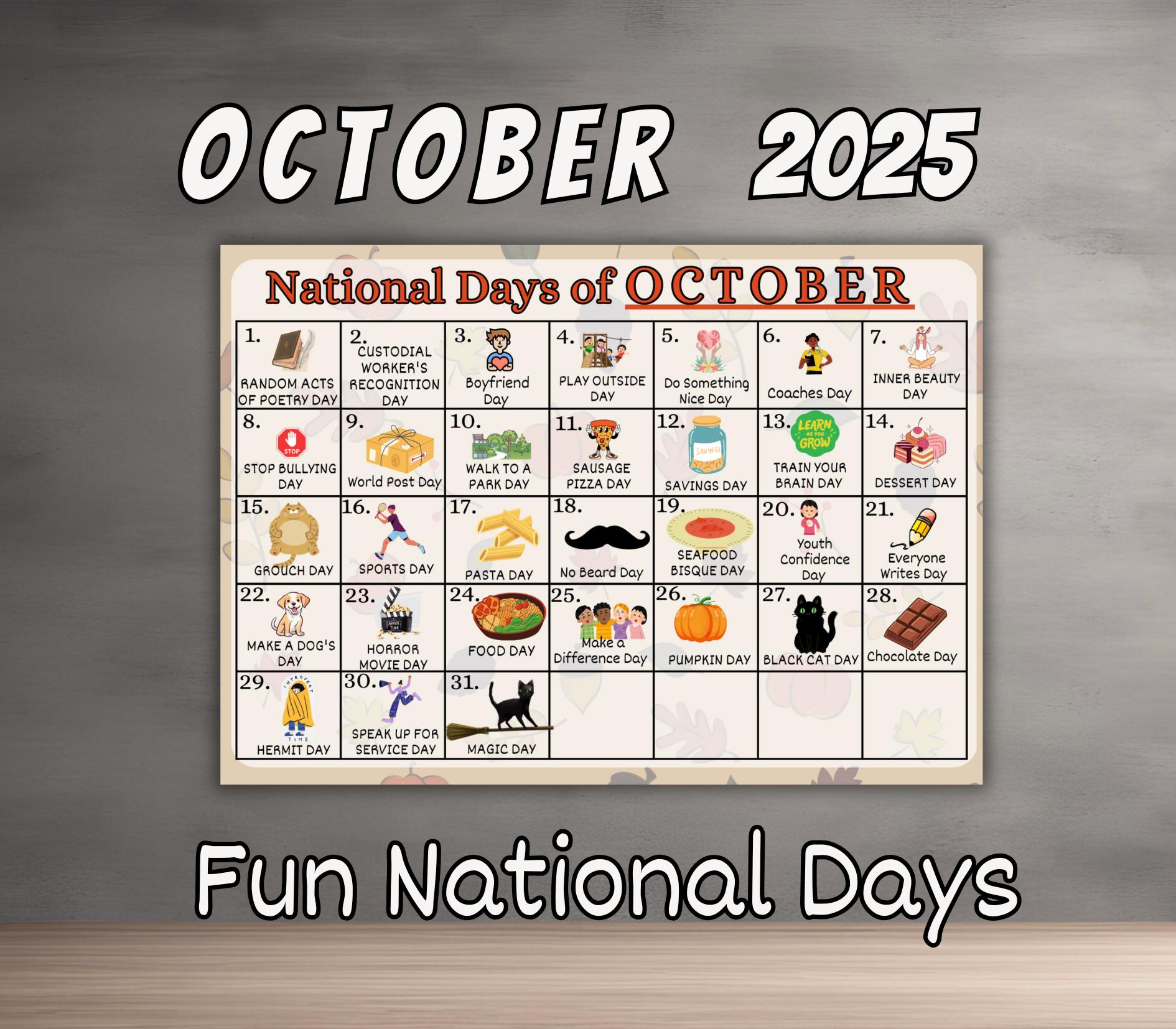 Buy October National Days Online In India - Etsy India regarding National Days In October 2025