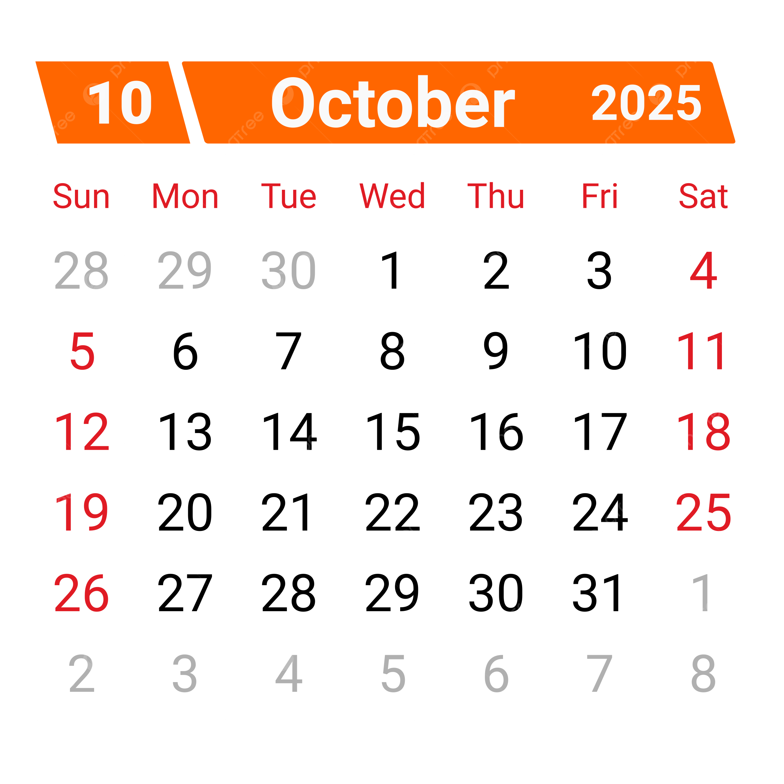 Calendar October 2025 Vector, Calendar October 2025, Calendar 2025 inside Show October 2025 Calendar