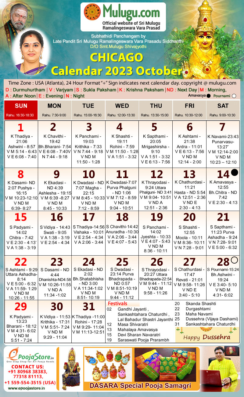 Chicago Telugu Calendar 2023 October | Mulugu Calendars | Telugu in Chicago Telugu Calendar 2025 October