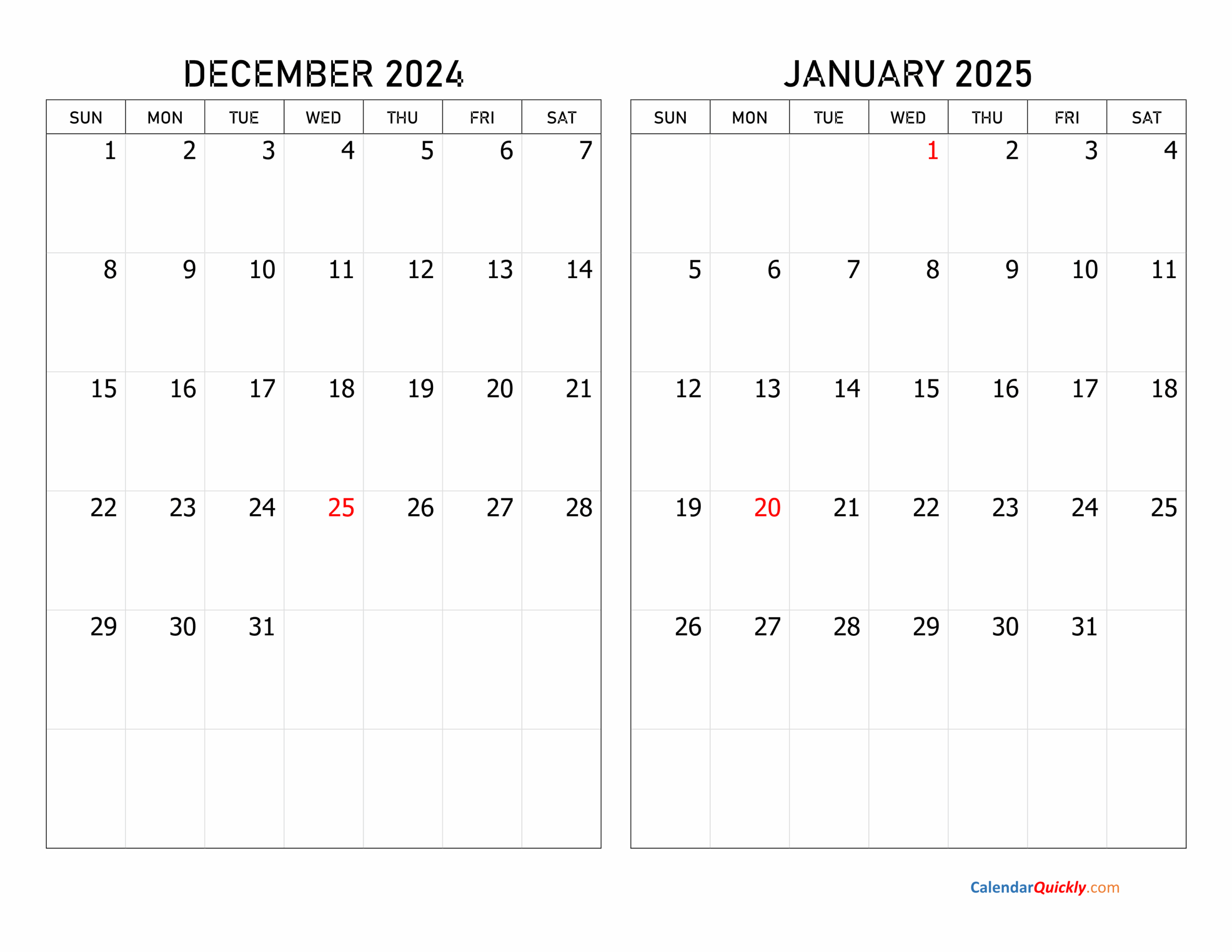 December 2024 And January 2025 Calendar | Calendar Quickly inside October To January 2025 Calendar