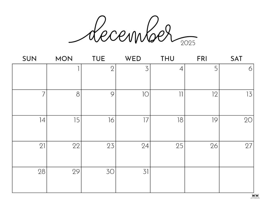 December 2025 Calendars - 107 Free Printables | Printabulls inside October November December 2025 Calendar Printable Free