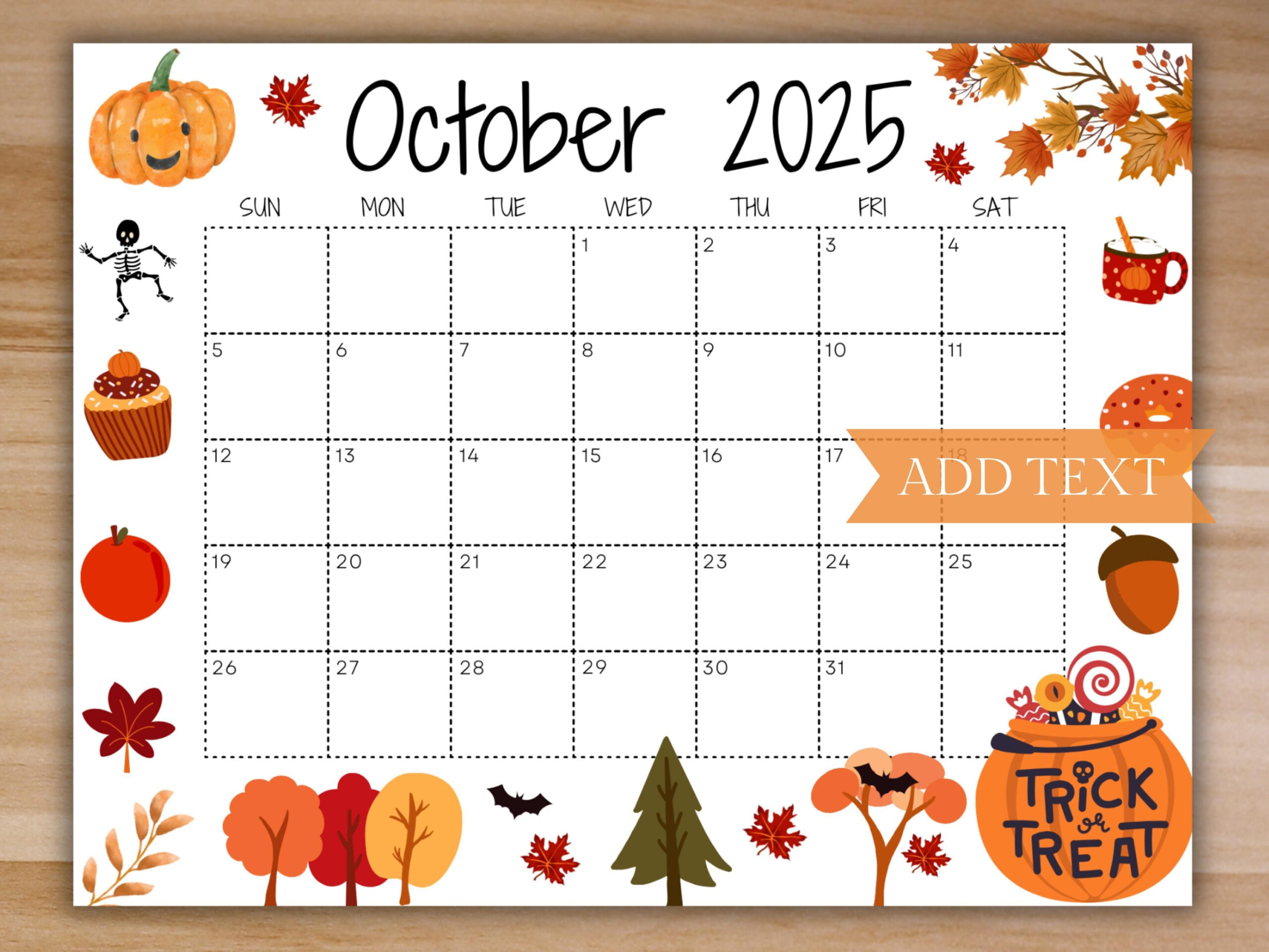 Editable October 2025 Calendar, Printable Calendar, School throughout Editable October Calendar 2025