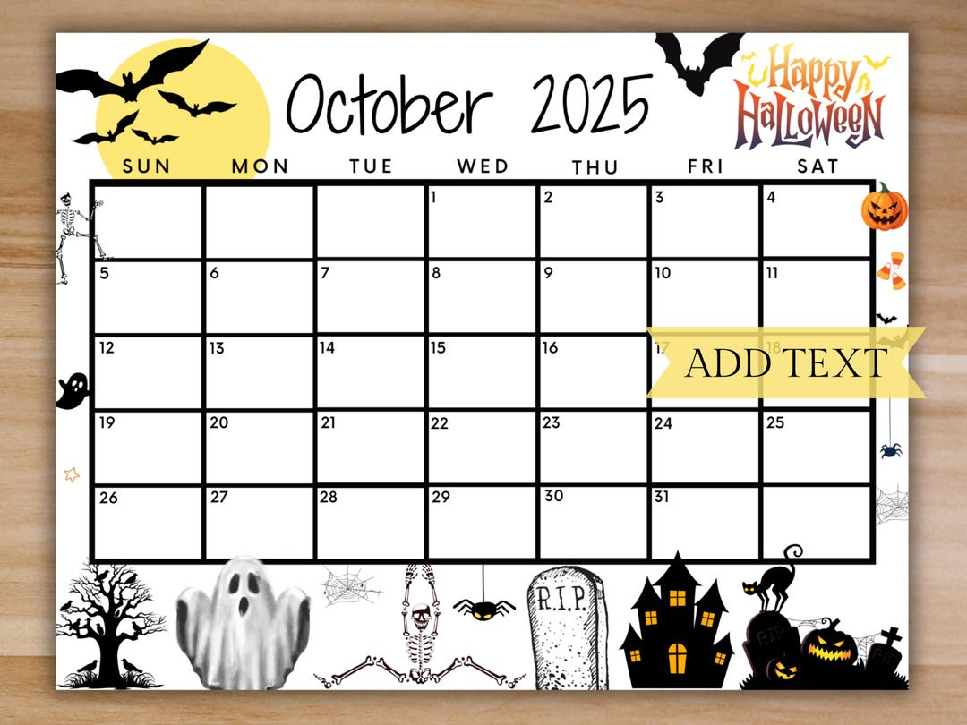 Editable October 2025 Calendar, Printable Happy Halloween Calendar within Happiness Calendar October 2025