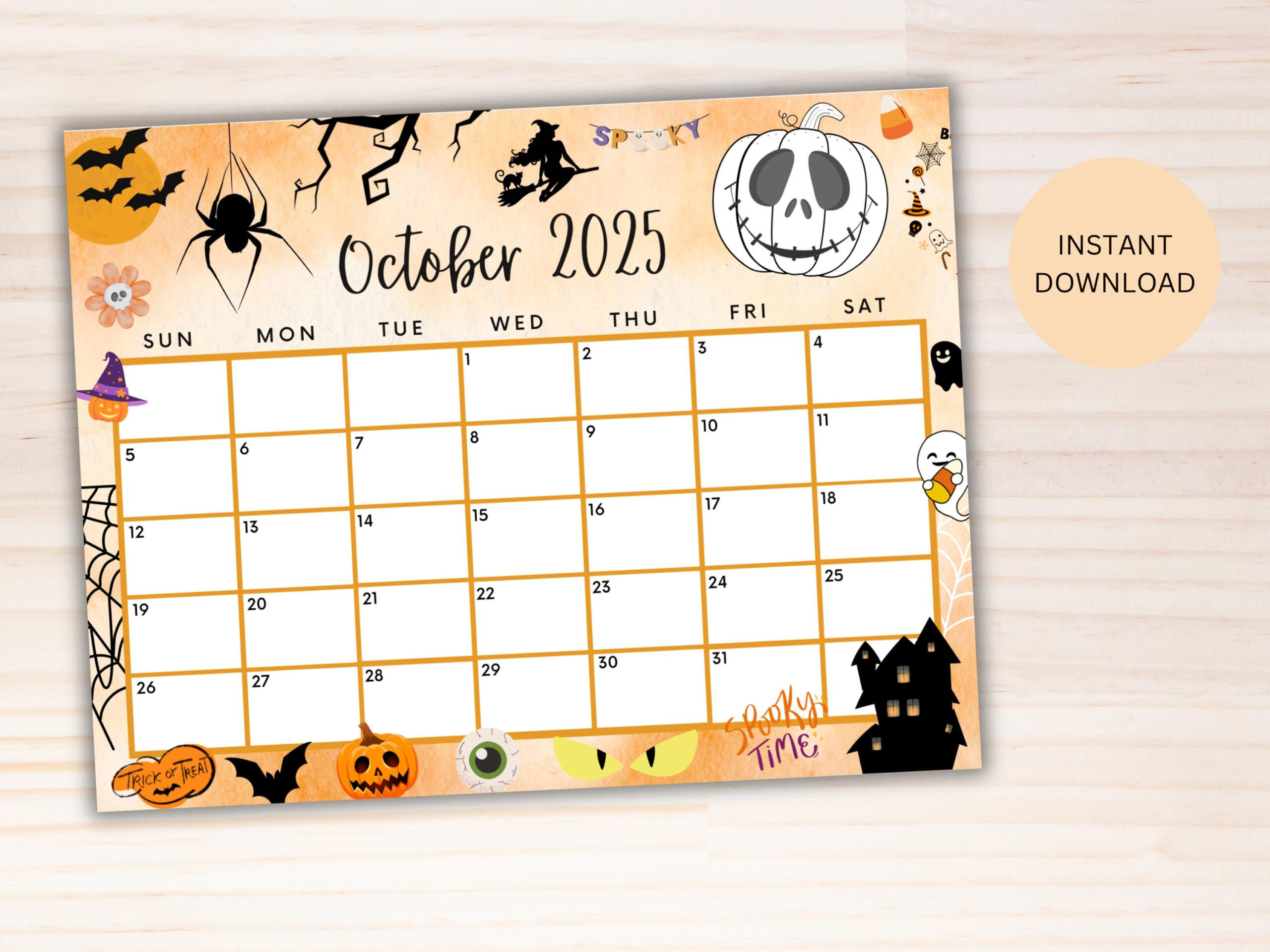 Editable October 2025 Calendar, Printable Spooky Halloween regarding October 2025 Calendar Halloween Printable