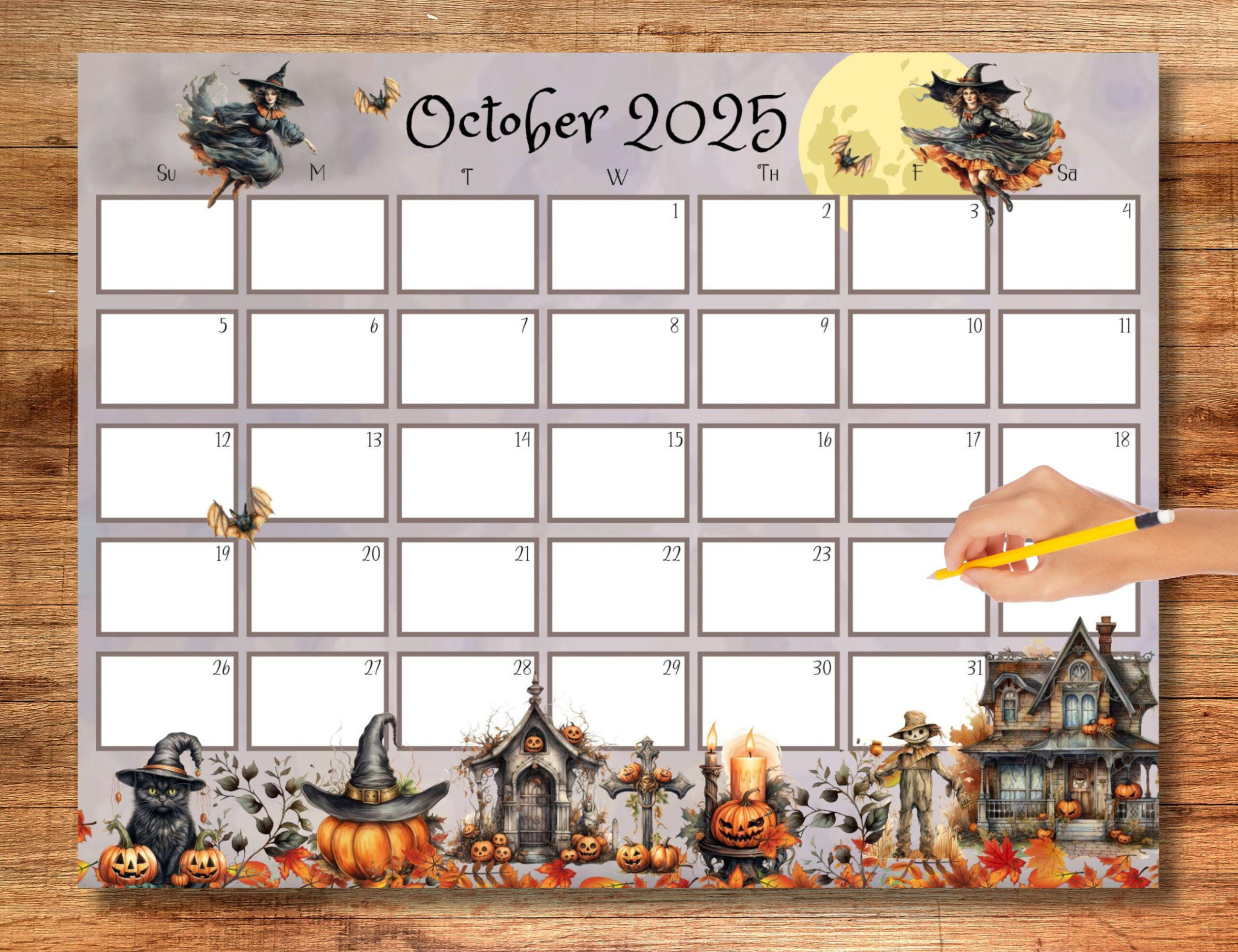 Editable October 2025 Calendar, Whimsical Calendar, Spooky intended for Spooky October Calendar 2025 Printable