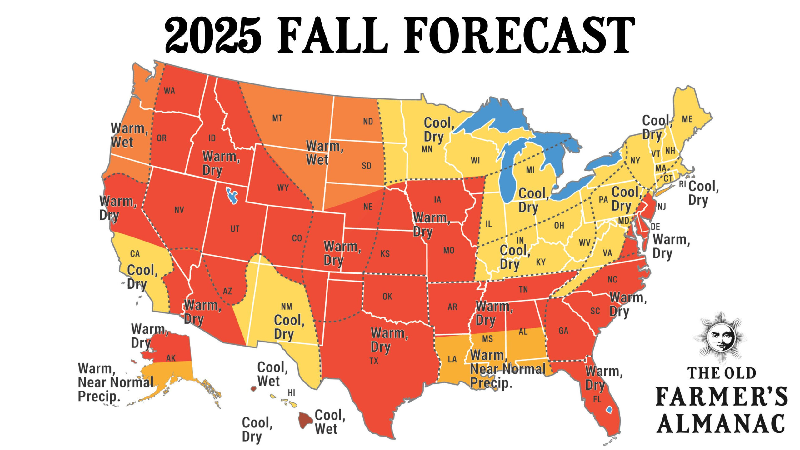 Fall Weather Forecast 2025 | The Old Farmer&amp;#039;S Almanac throughout October 2025 Calendar Weather