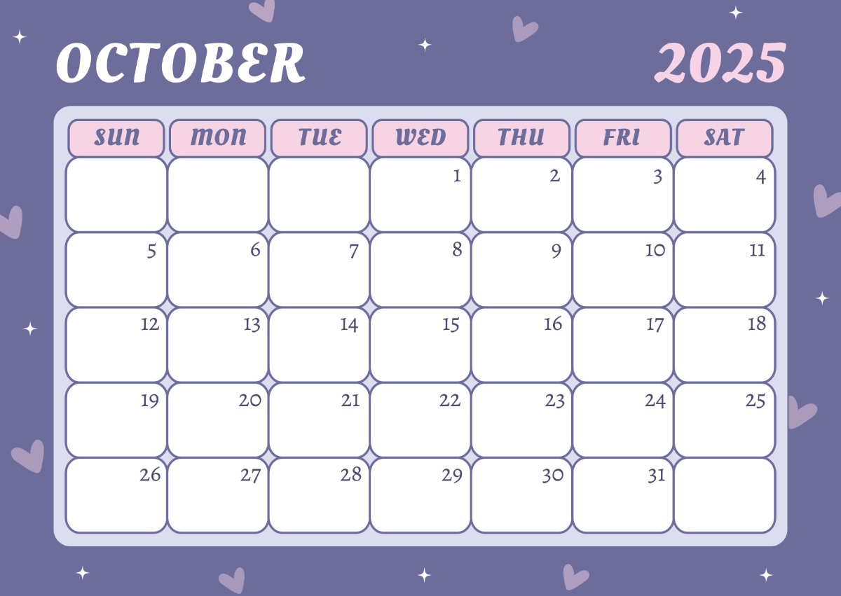 Free Cute October 2025 Calendar Template To Edit Online pertaining to Online Calendar October 2025