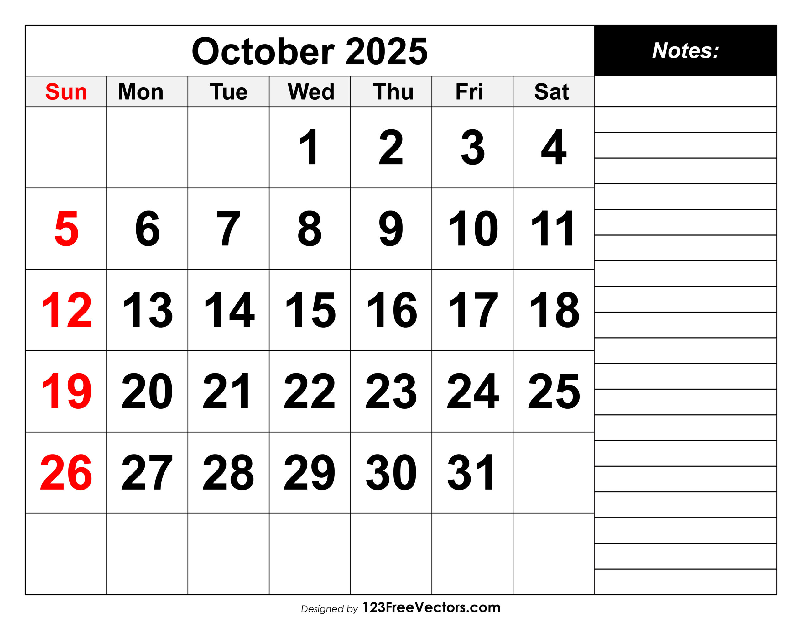 Free Download Calendar October 2025 throughout Year 2025 October Calendar