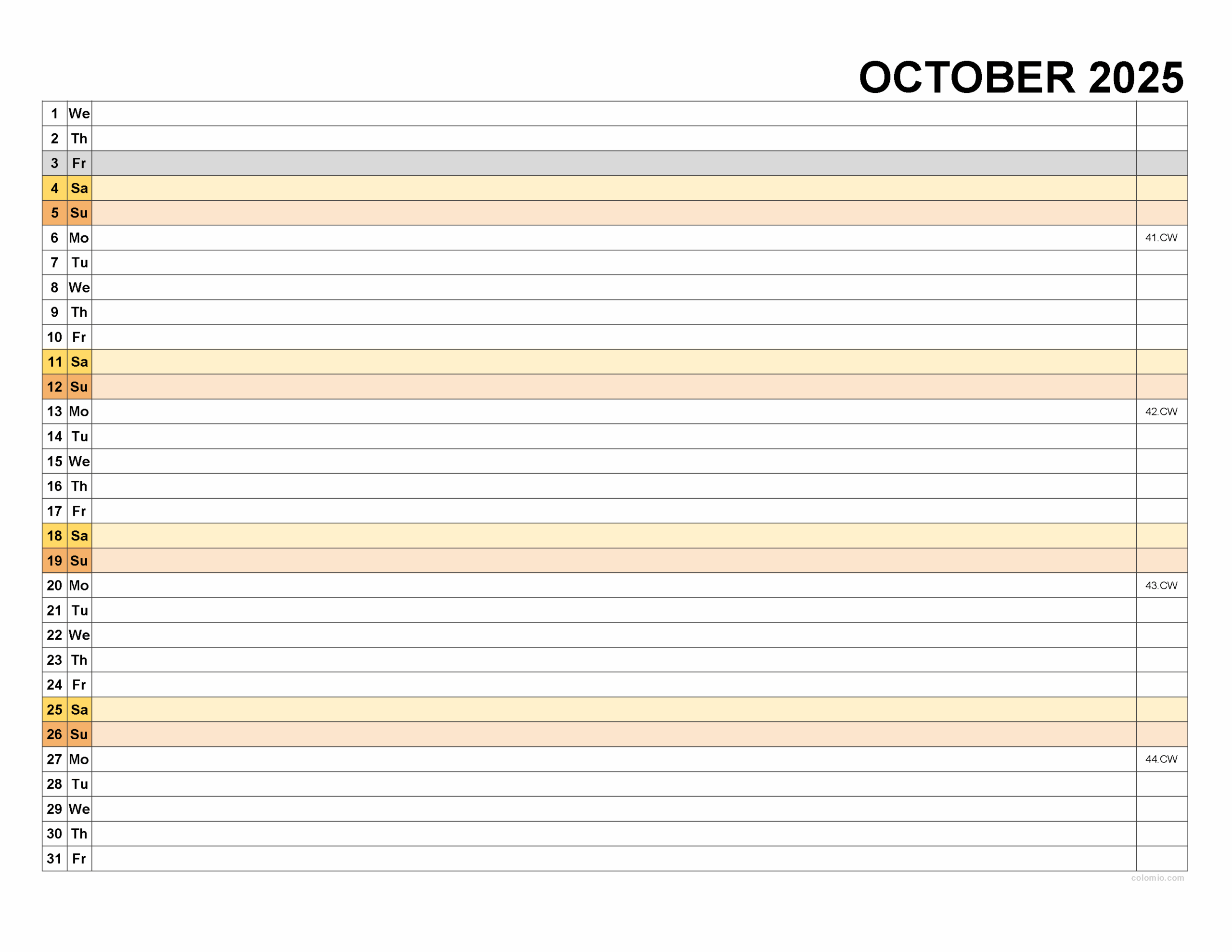 Free October 2025 Calendar | Printable Pdf, Xls, Png Formats within October Calendar 2025 With Lines