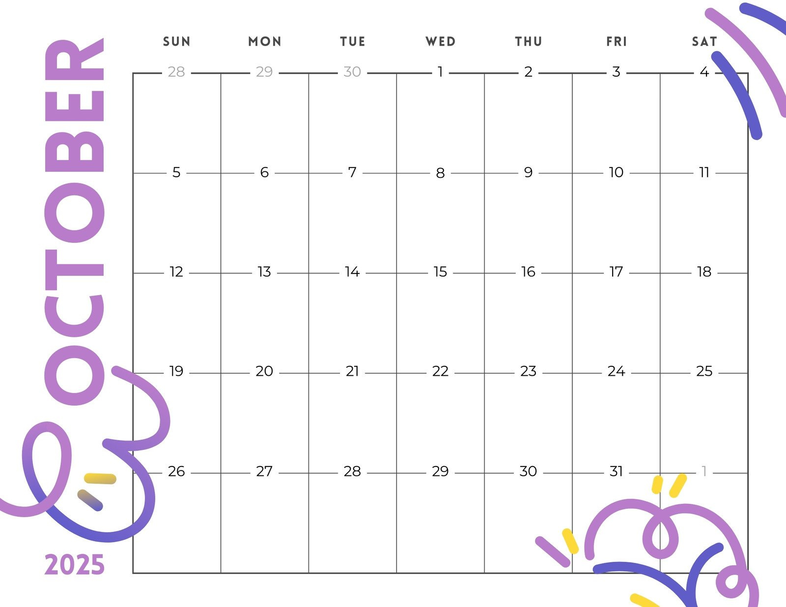Free October 2025 Calendar Templates To Customize | Canva intended for Month Of October Calendar 2025 Template