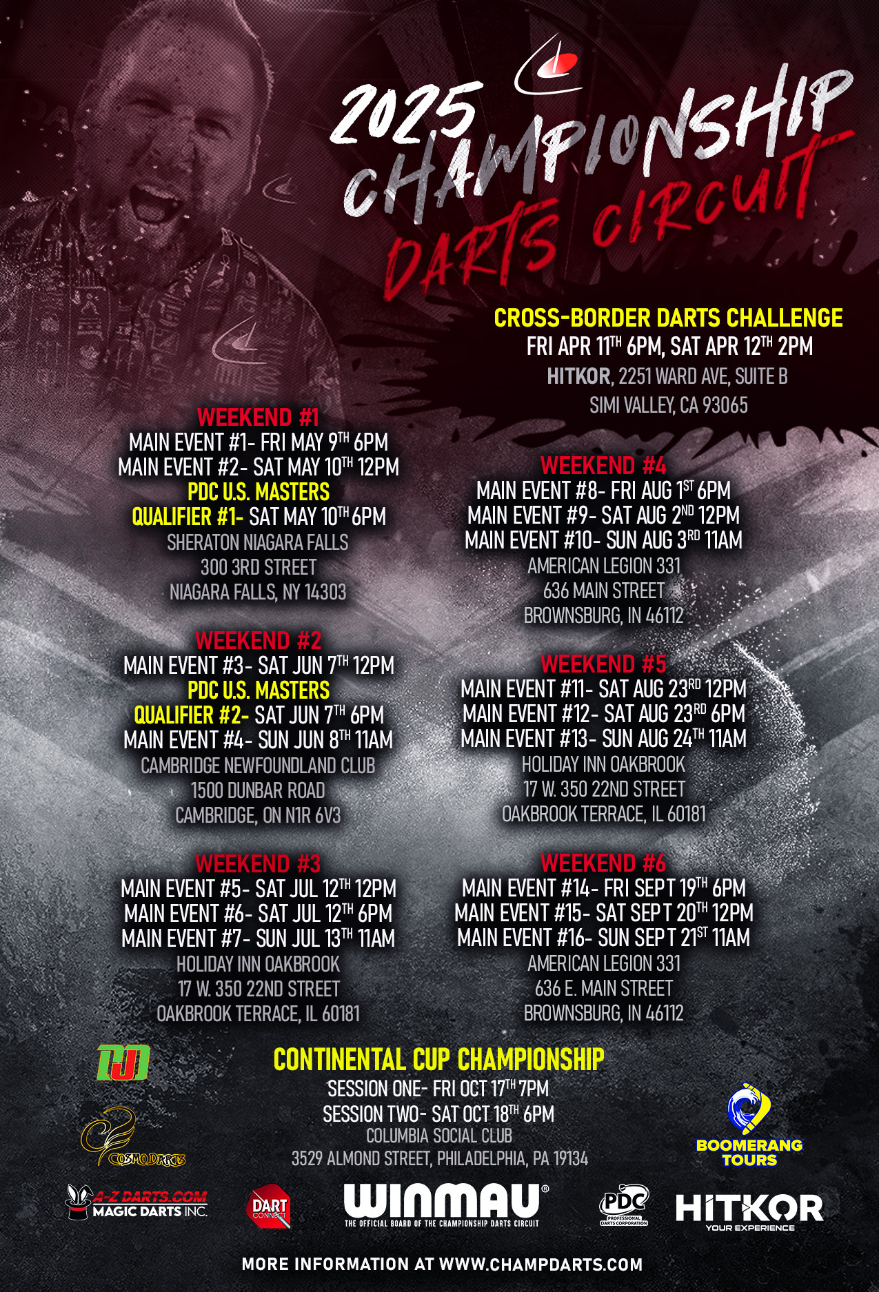 Main Tour – Championship Darts Corporation with October 2025 9Th Circuit Calendar