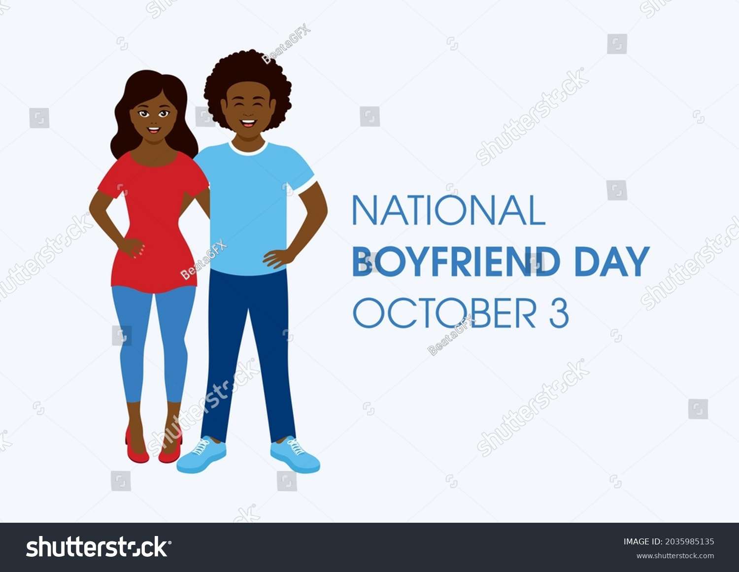 National Boyfriend Day Illustration Happy African Stock for National Boyfriend Day October 3 2025