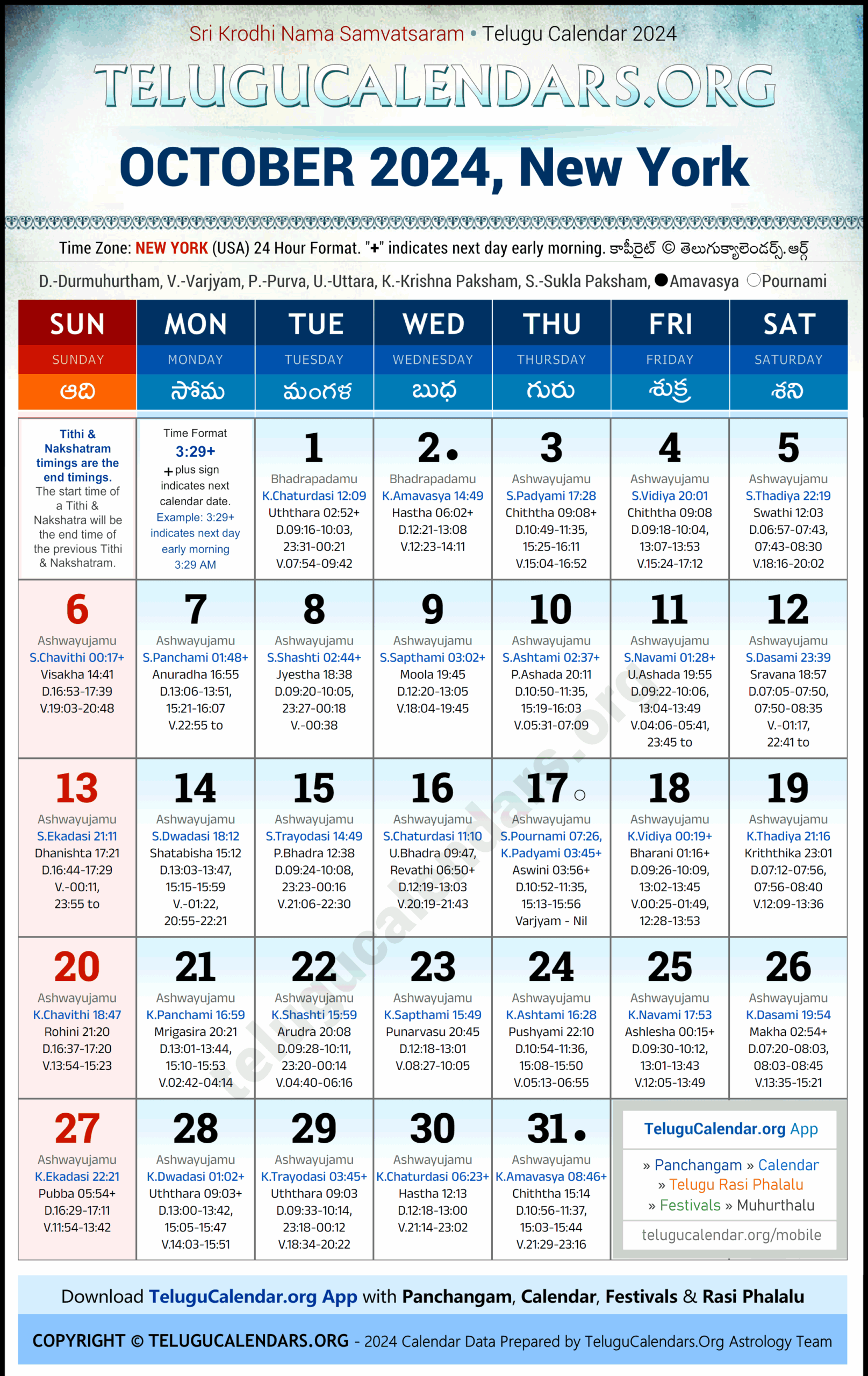 New York 2024 October Telugu Calendar Festivals &amp;amp; Holidays In inside October Telugu Calendar 2025 New York