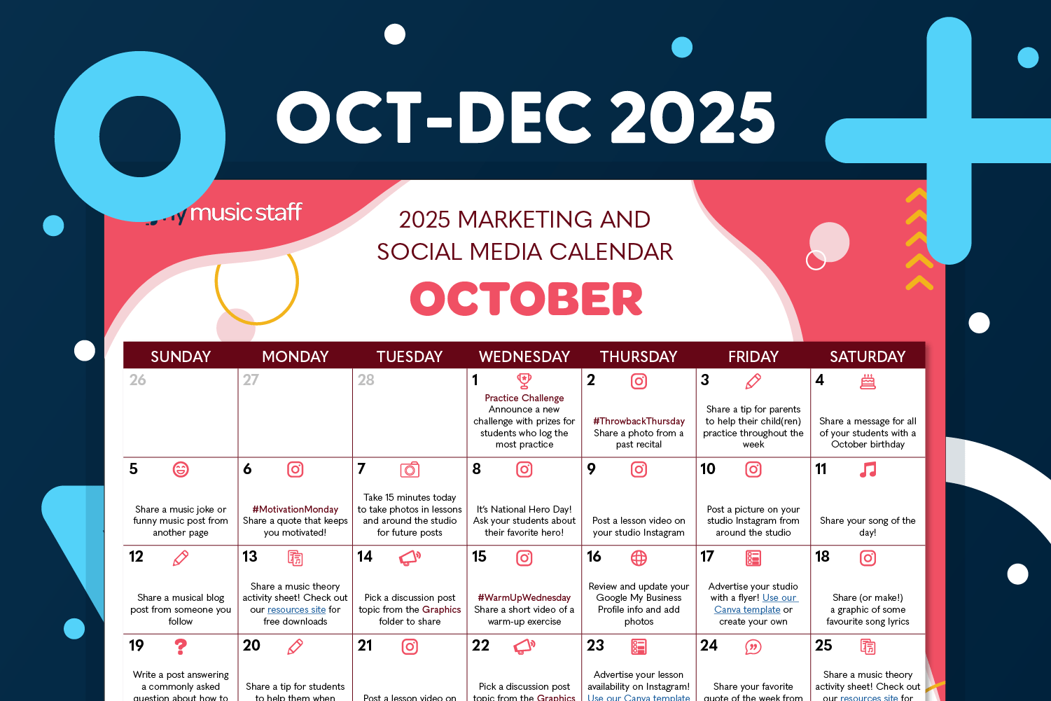 Oct-Dec 2025 Social Media Calendar – My Music Staff Resources regarding October Social Media Calendar 2025