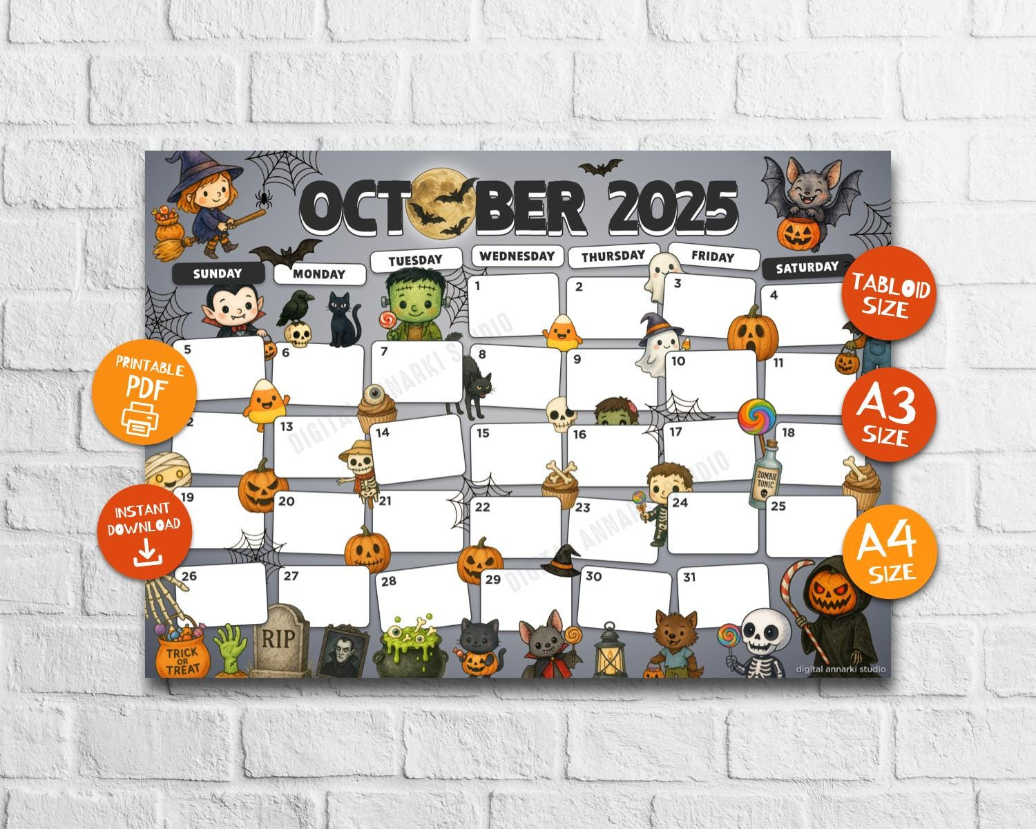 October 2025 Calendar - Etsy Australia within Orangetheory October Calendar 2025