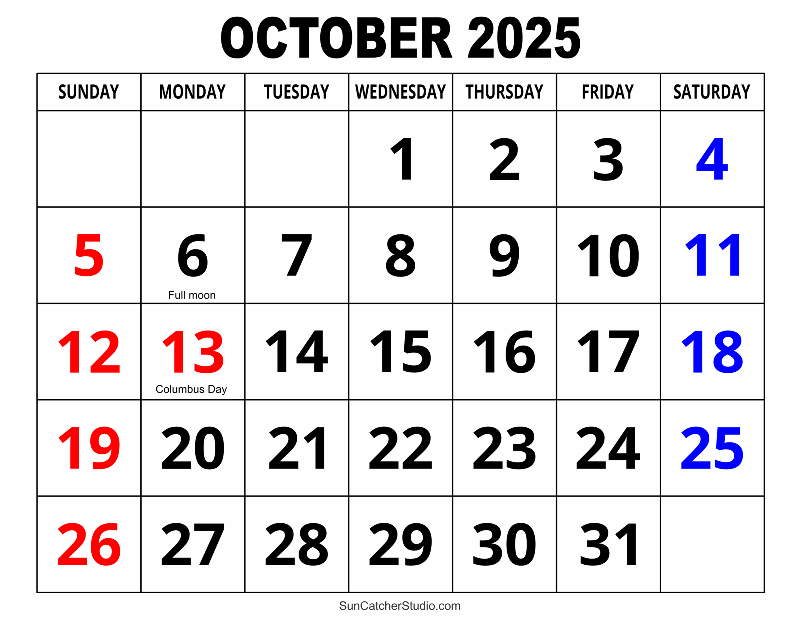 October 2025 Calendar (Free Printable) – Free Printables pertaining to October 2025 Calendar Images