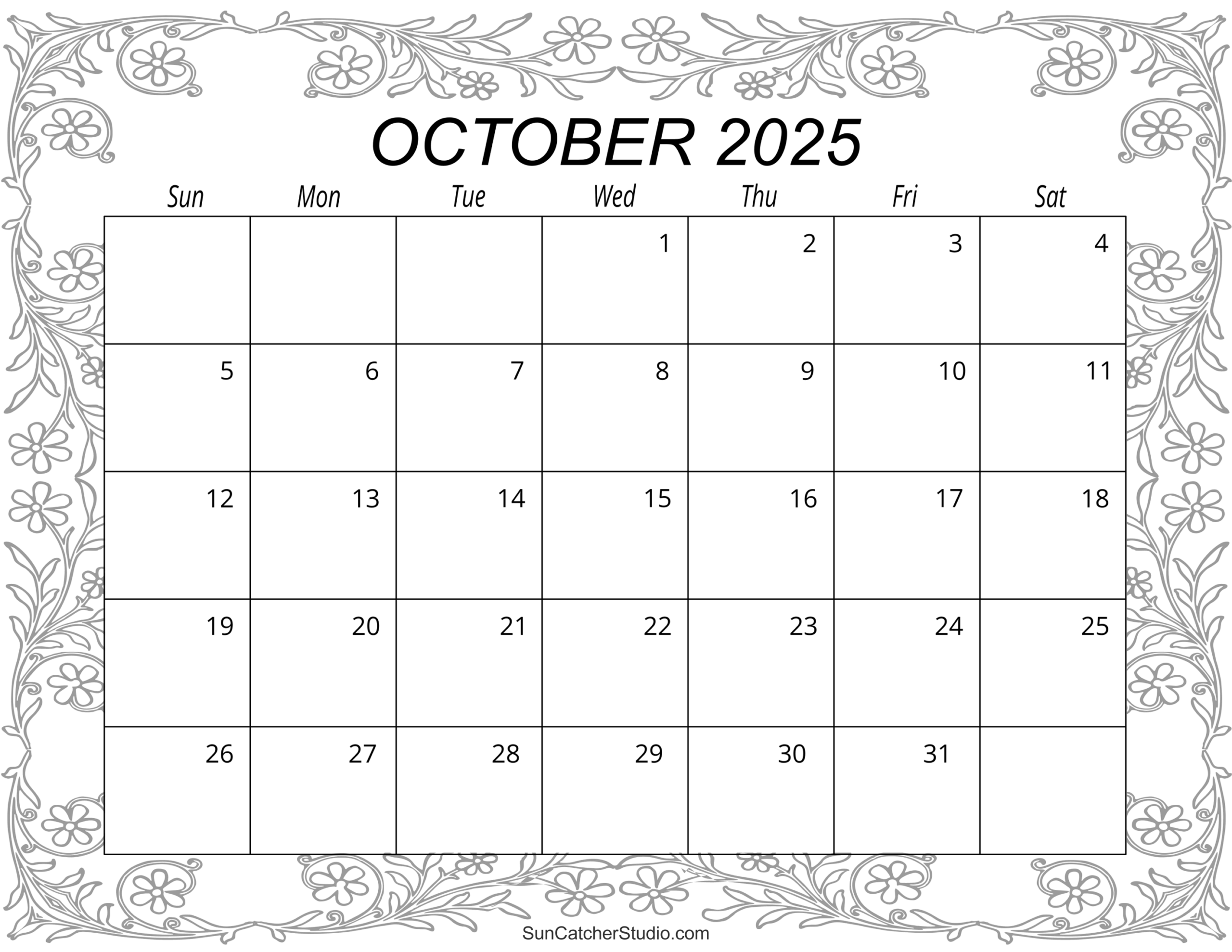 October 2025 Calendar (Free Printable) – Free Printables throughout October 2025 Calendar Coloring Page