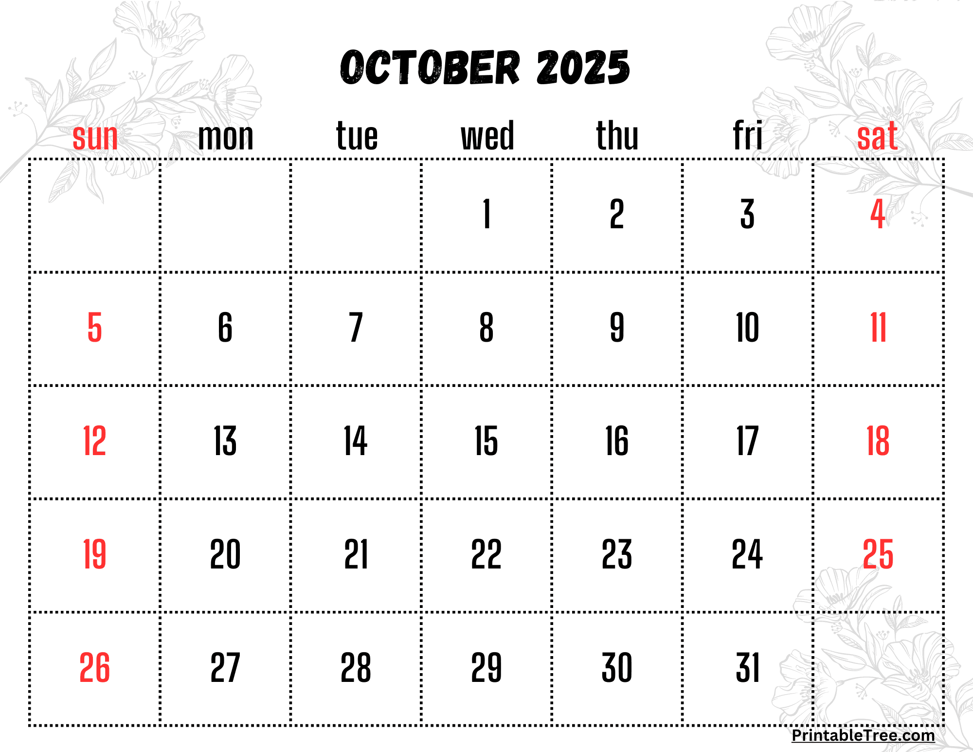 October 2025 Calendar Printable Pdf Template With Holidays throughout October 2025 Printable Calendar With Holidays