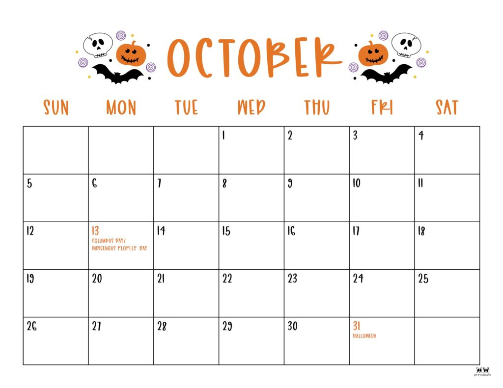 October 2025 Calendars - 107 Free Printables | Printabulls regarding Free Printable 2025 October Calendar