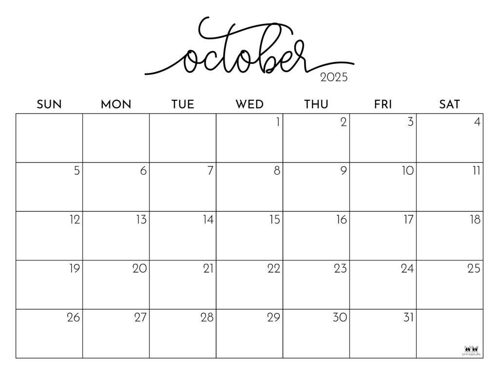October 2025 Calendars - 107 Free Printables | Printabulls throughout October Printable Calendar With Lines 2025