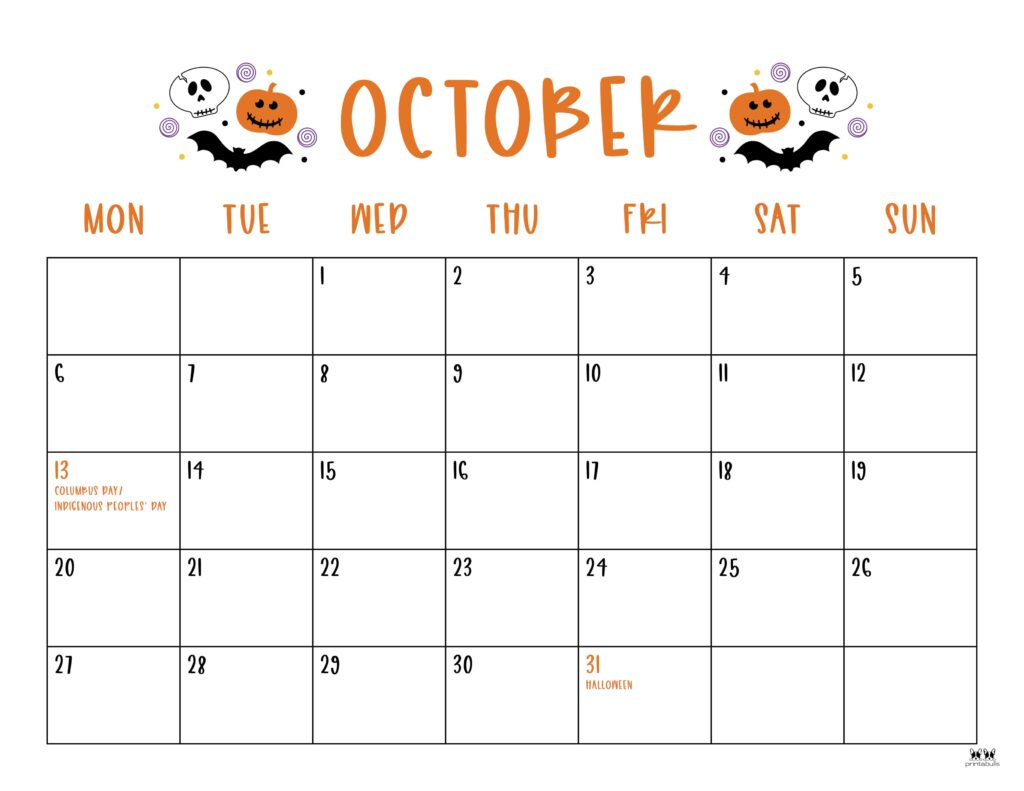 October 2025 Calendars - 107 Free Printables | Printabulls with Show Me The October Calendar 2025