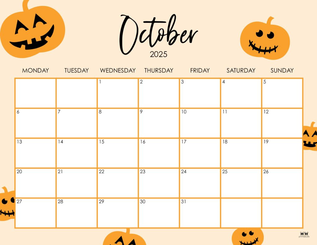 October 2025 Calendars - 107 Free Printables | Printabulls within October 2025 Calendar Halloween