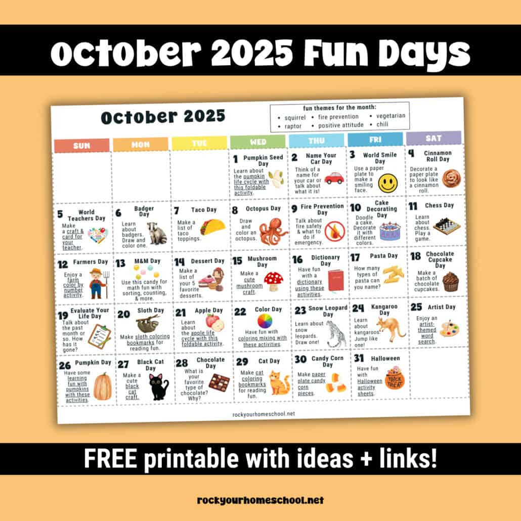 October 2025 Fun Days Calendar - Rock Your Homeschool pertaining to October 2025 Apple Calendar