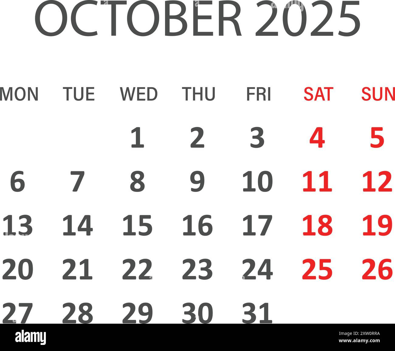 October 2025 Stock Vector Images - Alamy within Pull Up October Calendar 2025