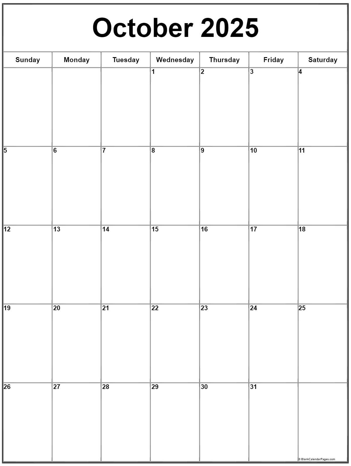 October 2025 Vertical Calendar | Portrait pertaining to October 2025 Calendar Vertical