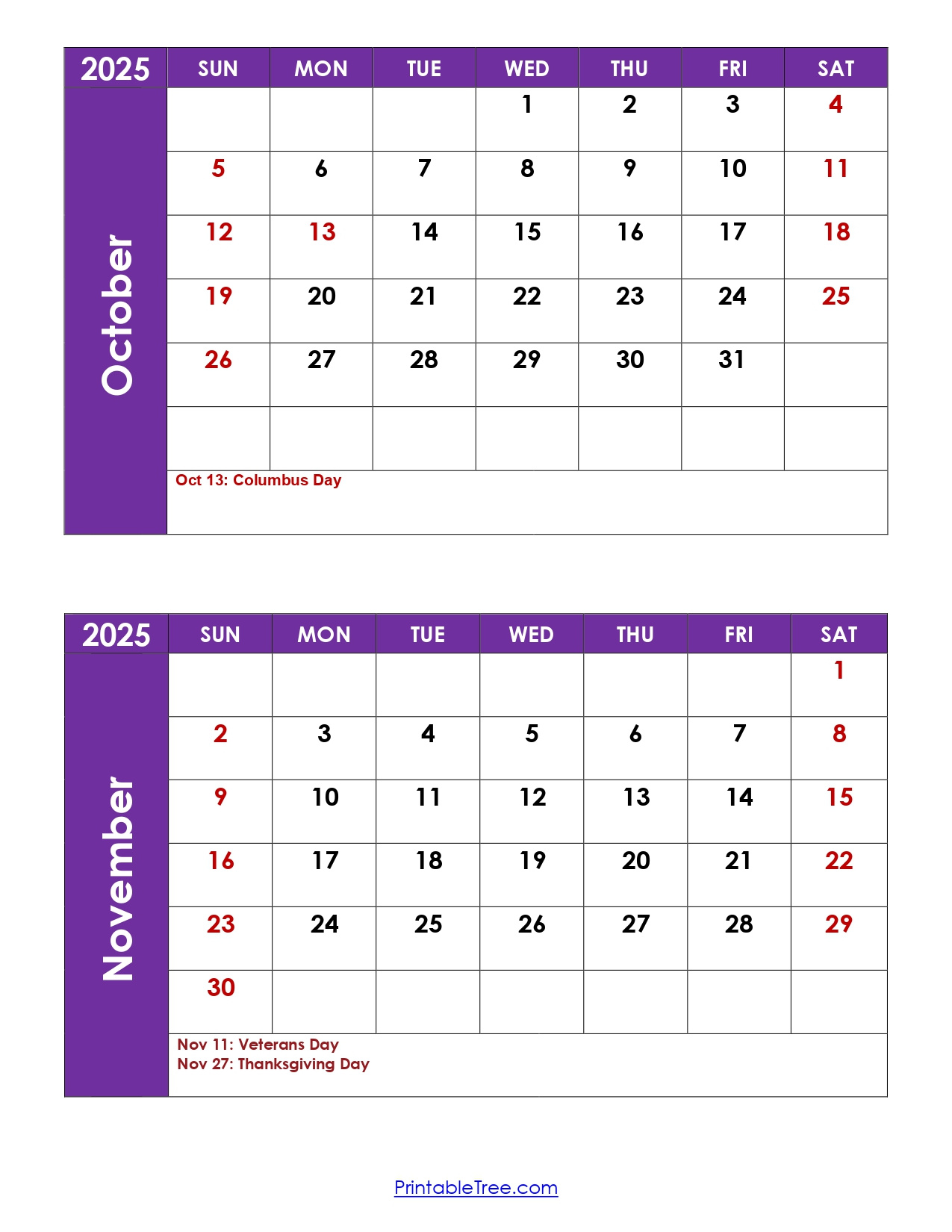 October And November 2025 Calendar Printable Pdf | Two Months Calendar throughout Printable October November 2025 Calendar