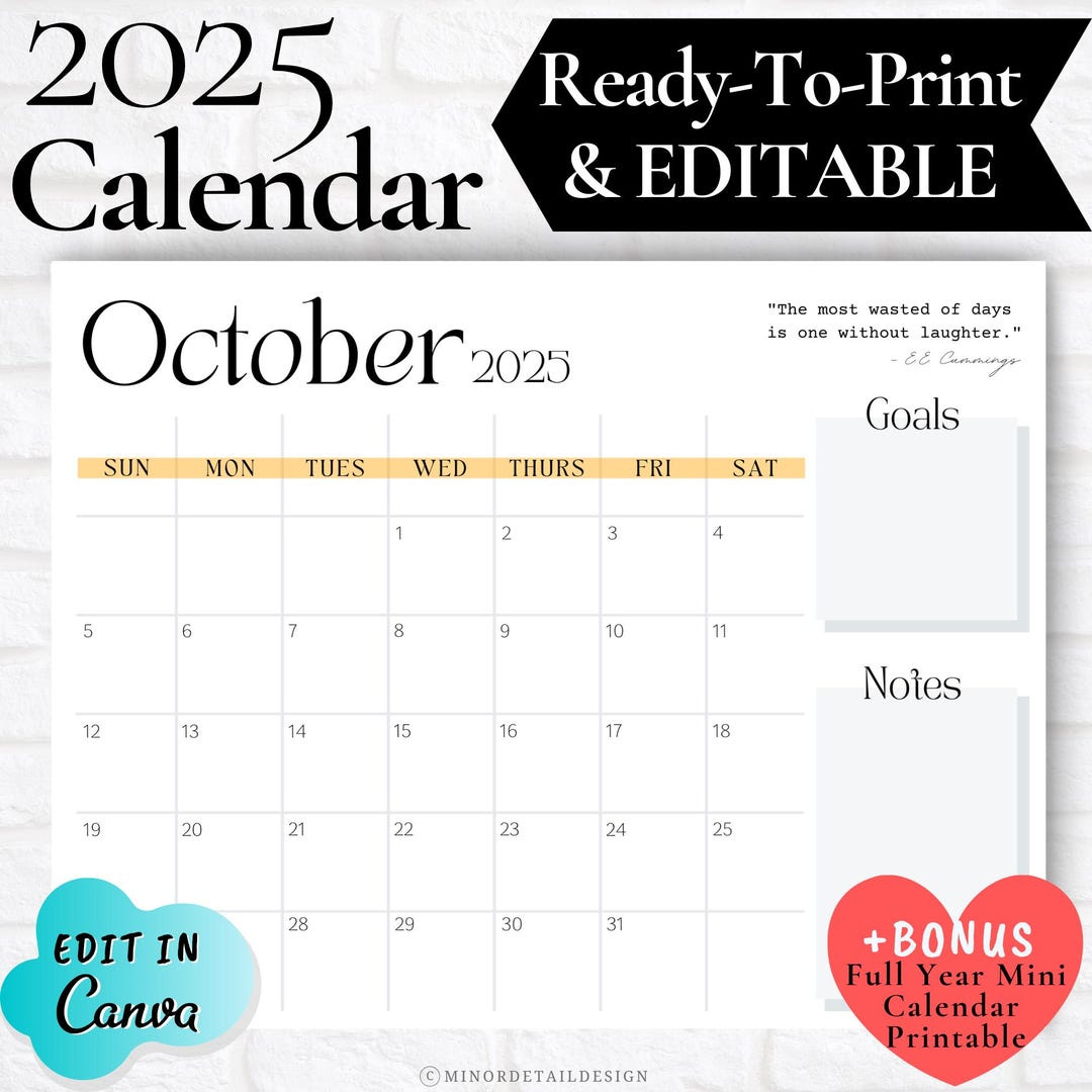 October Calendar 2025, October 2025 Printable Calendar, Fall Theme Calendar, Printable 2025 Month Calendar, Minimal Wall Calendar, Monthly - Etsy.de intended for October Calendar 2025 With Events