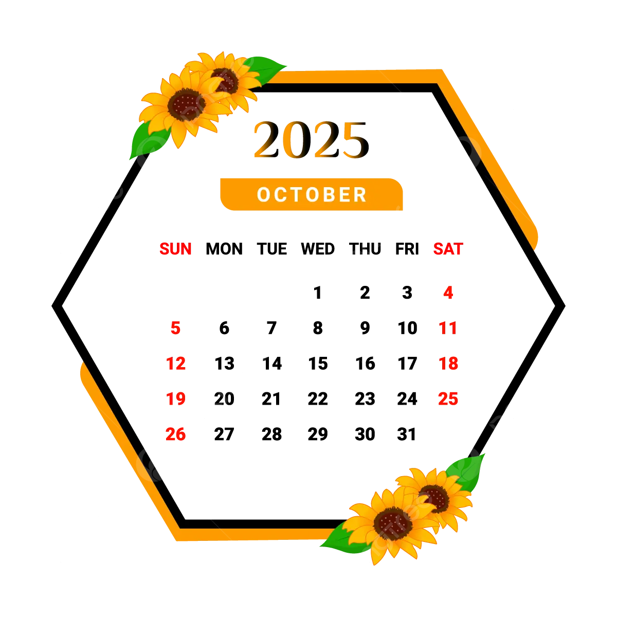October Calendar Png Transparent Images Free Download | Vector pertaining to October 2025 Calendar Png