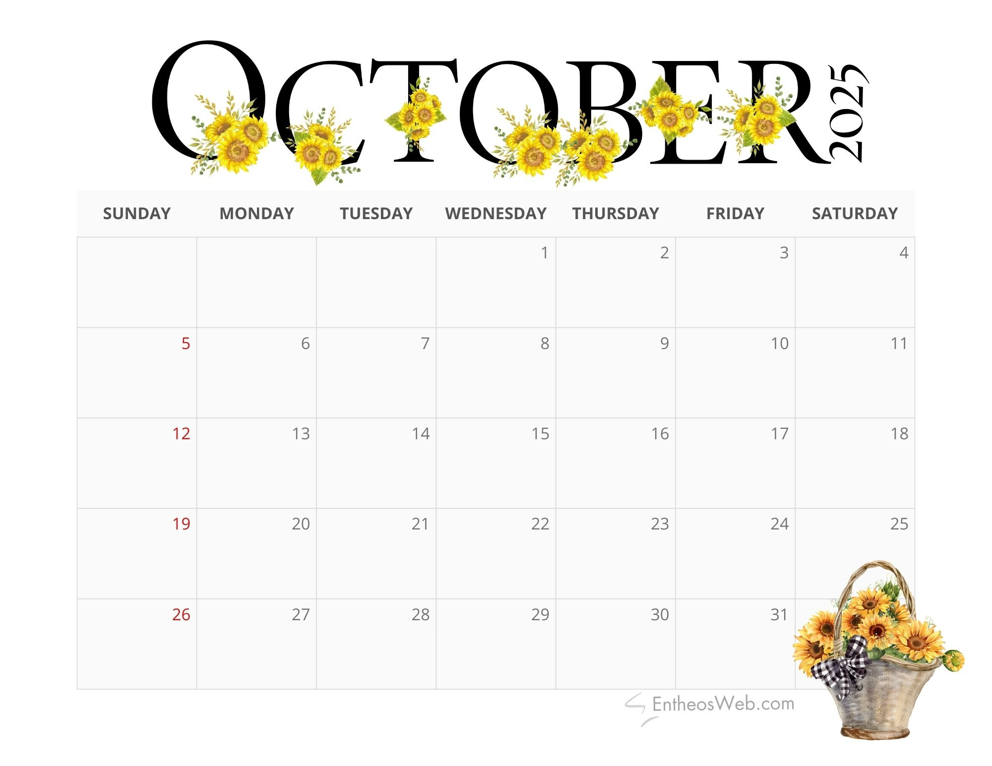 October Free Printable Calendars 2025 | Entheosweb throughout October Printable Calendar 2025 Free