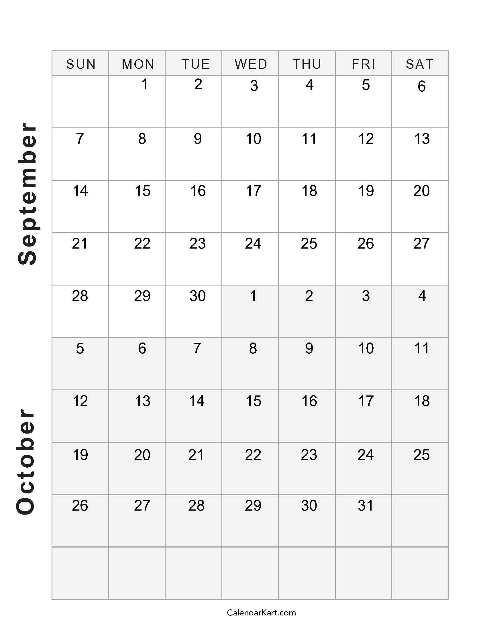 Printable September October 2025 Calendar | Calendarkart inside Printable September October 2025 Calendar