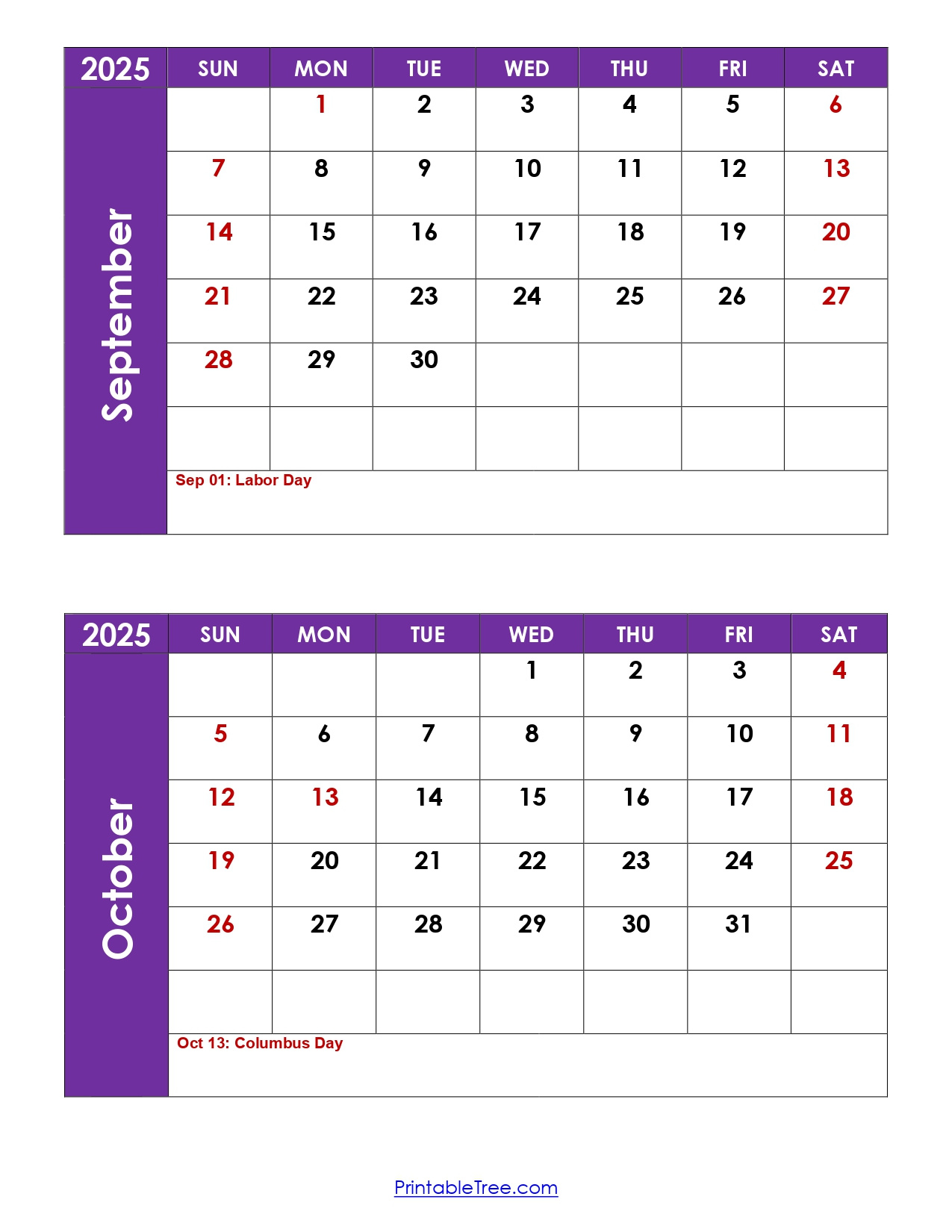 September And October 2025 Calendar Printable Pdf | Two Months with regard to September And October 2025 Calendar With Holidays