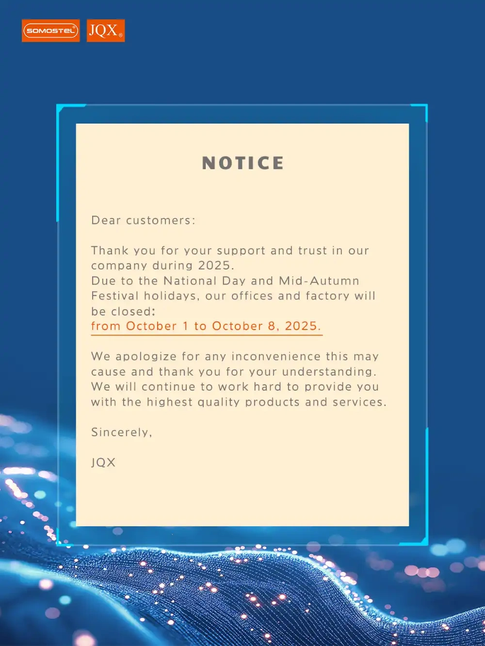 Somostel® - 2025 Mid-Autumn Festival National Day Holiday Notice with regard to What Is October 1St National Day 2025