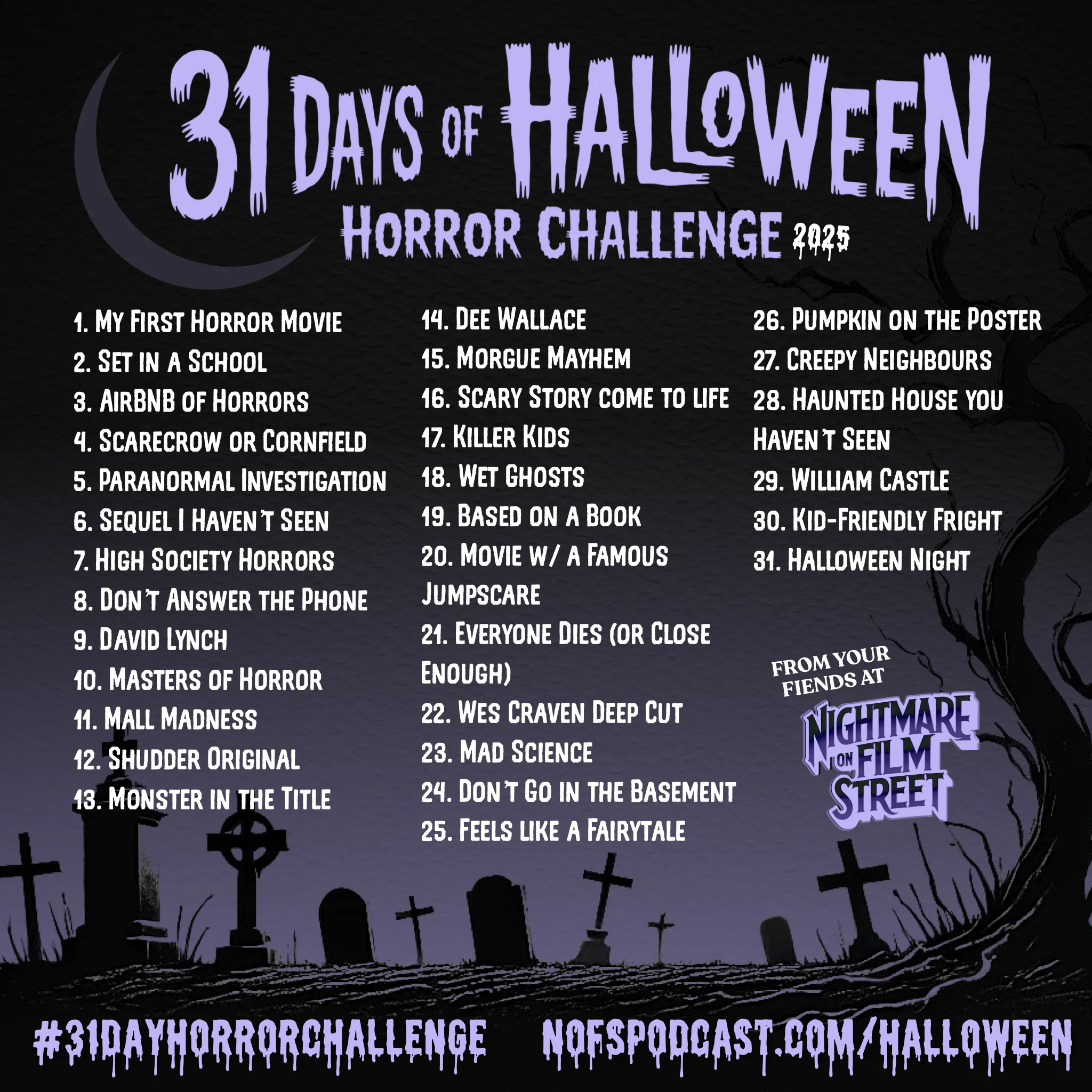 The #31Dayhorrorchallenge 2025 - Nightmare On Film Street pertaining to October Halloween Movie Calendar 2025