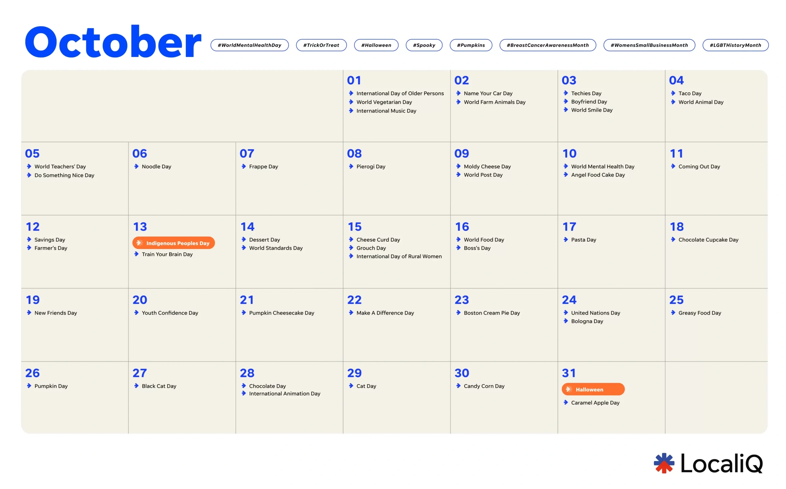 Your Essential 2025 Marketing Calendar Template | Localiq throughout October Social Media Calendar 2025