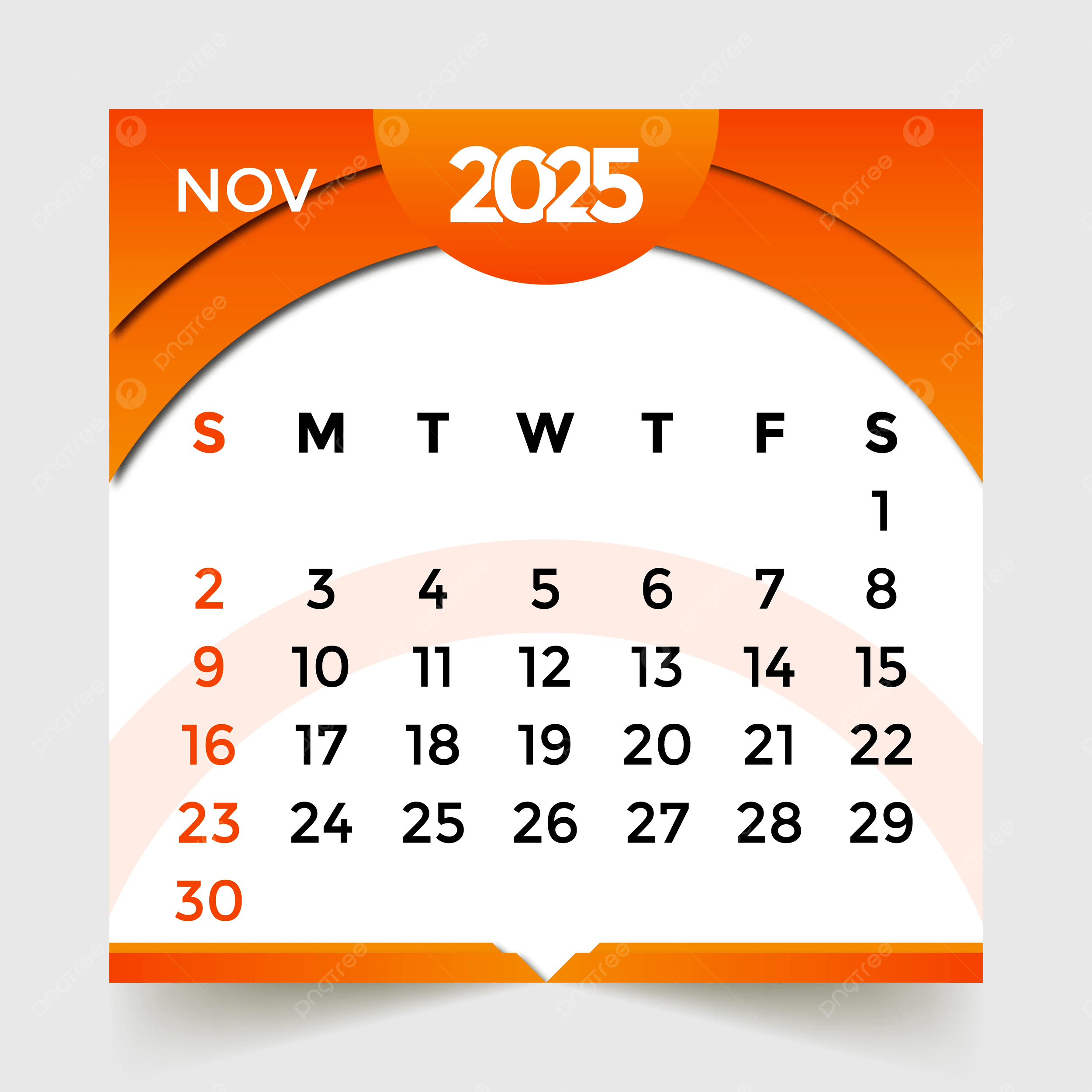 2025 Calendar Month Of November Vector Template Download On Pngtree regarding Calendar Month For November 2025
