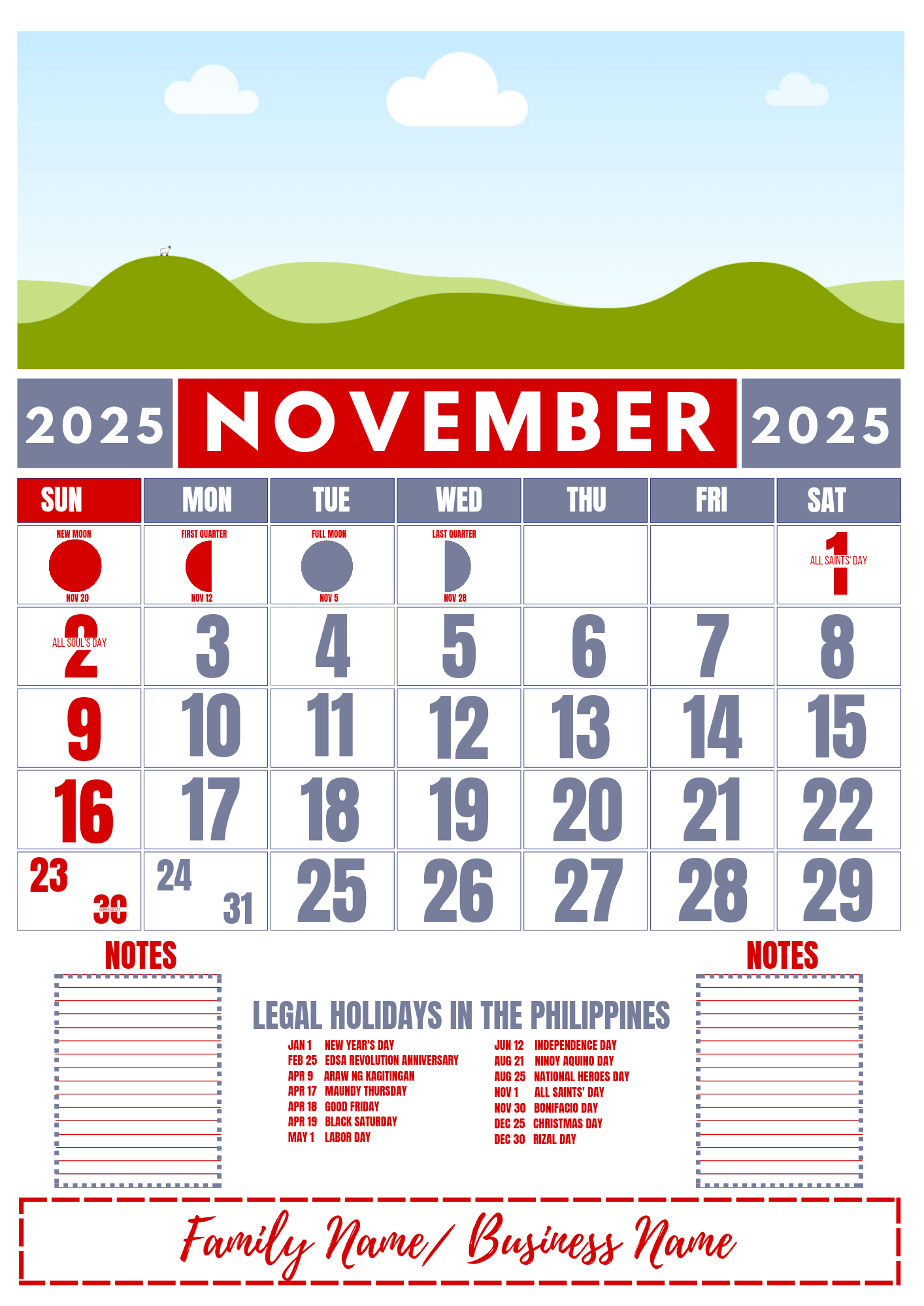 A4 Size Calendar Template 2025Danicamalsi - Raket.ph inside November 2025 Calendar Philippines