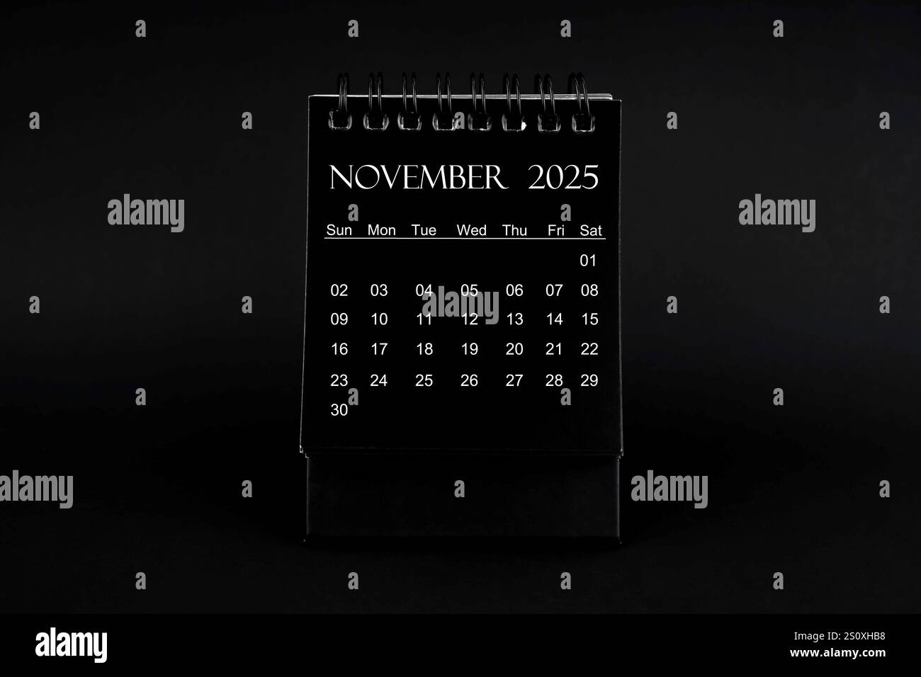 Black Calendar For November 2025. Desktop Calendar On A Black regarding November 2025 Calendar Black
