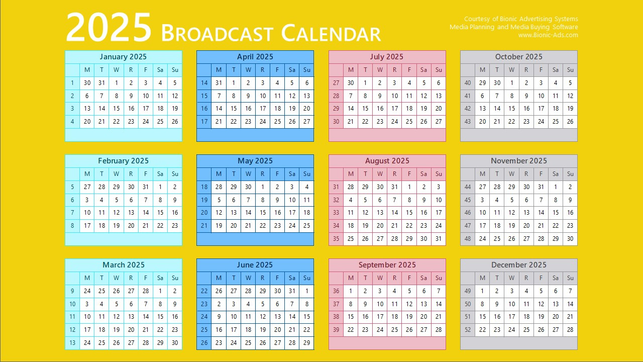 Broadcast Calendar 2025 – Free Downloads – Customizable in November 2025 Tv And Streaming Calendar