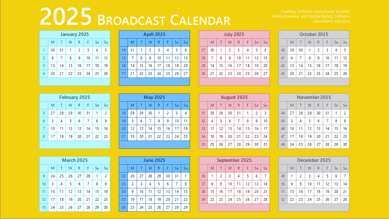 Broadcast Calendar 2025 – Free Downloads – Customizable inside November 2025 Broadcast Calendar