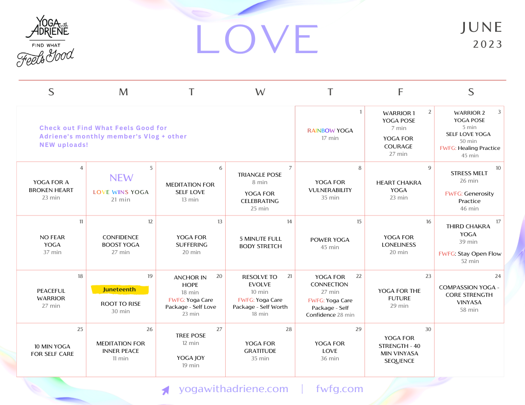 Calendar intended for Yoga With Adriene Calendar November 2025
