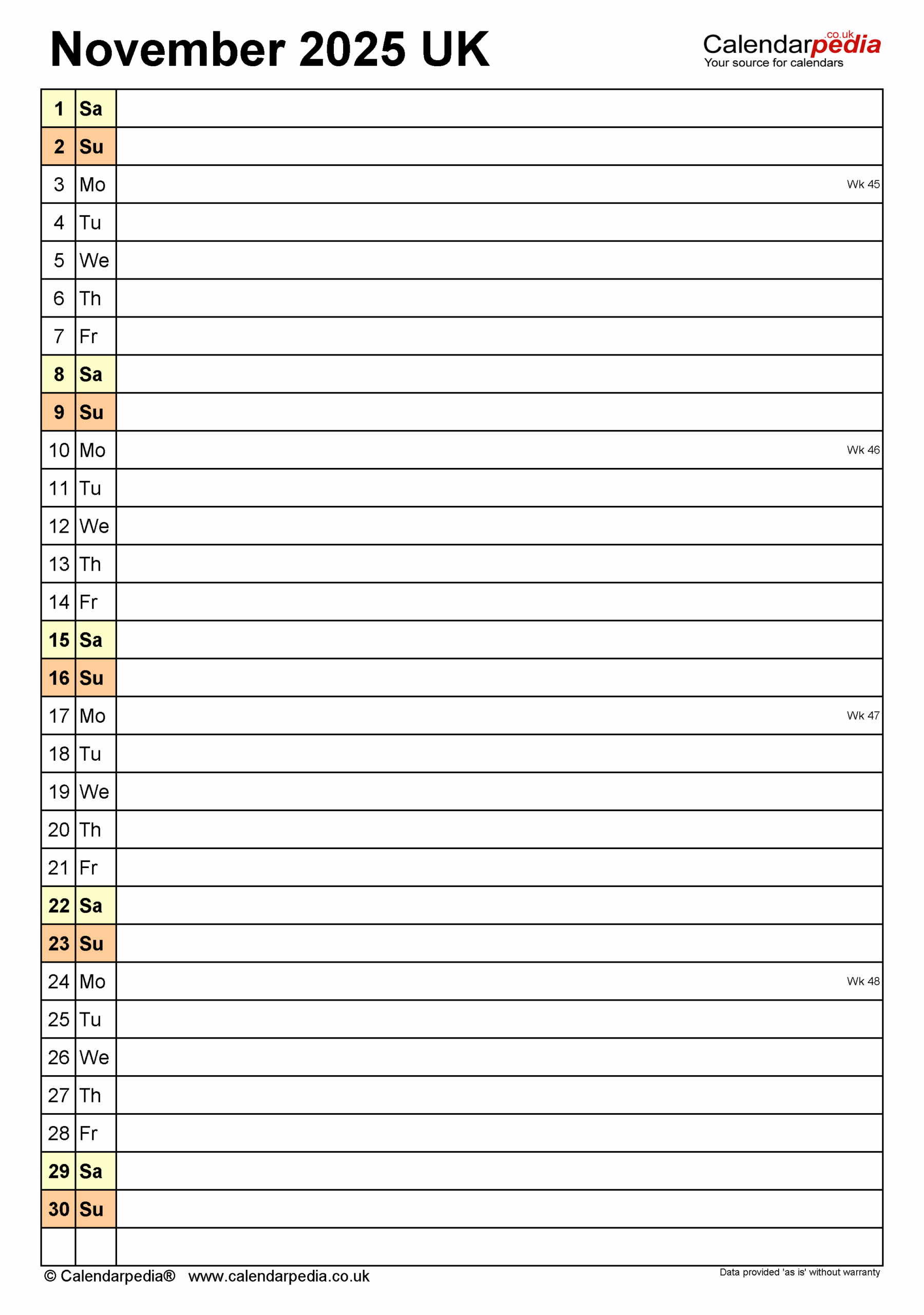 Calendar November 2025 Uk With Pdf, Excel And Word Templates within Uk November 2025 Calendar Printable