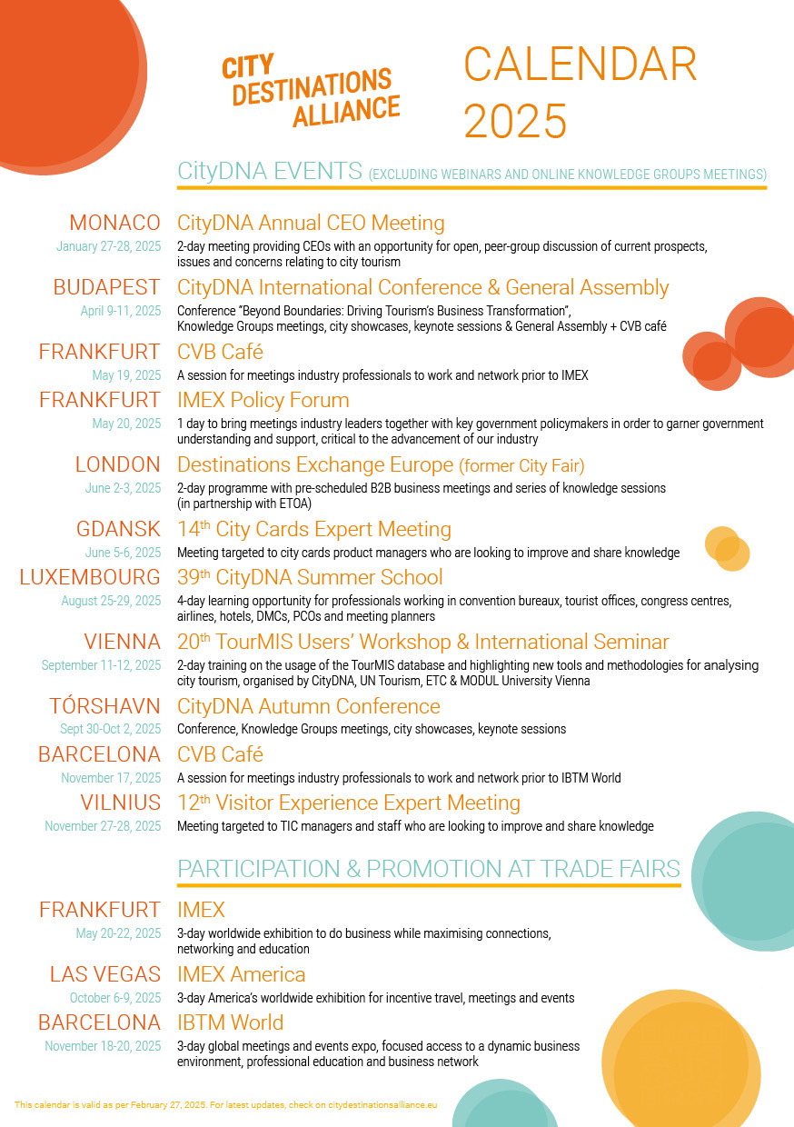 Calendar Of Events 2025 - City Destinations Alliance within Calendar Events November 2025